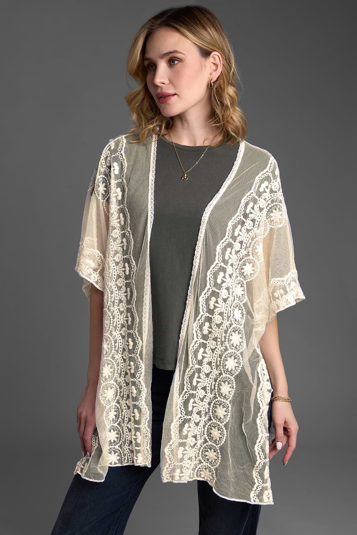 Lace Kimono - White