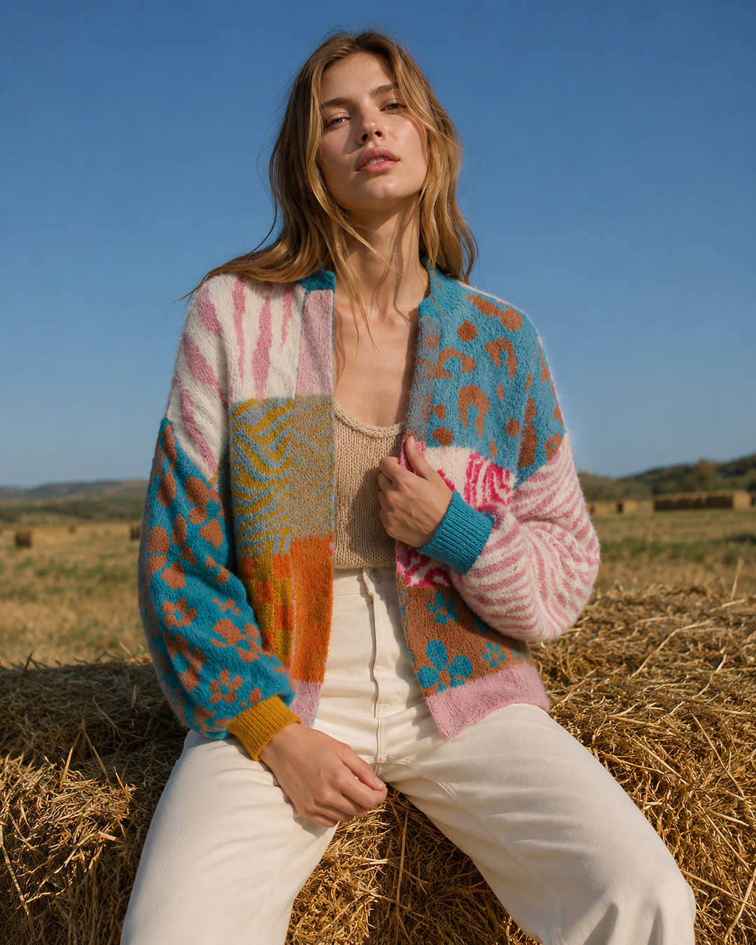 Short Multi Patterned Cardigan