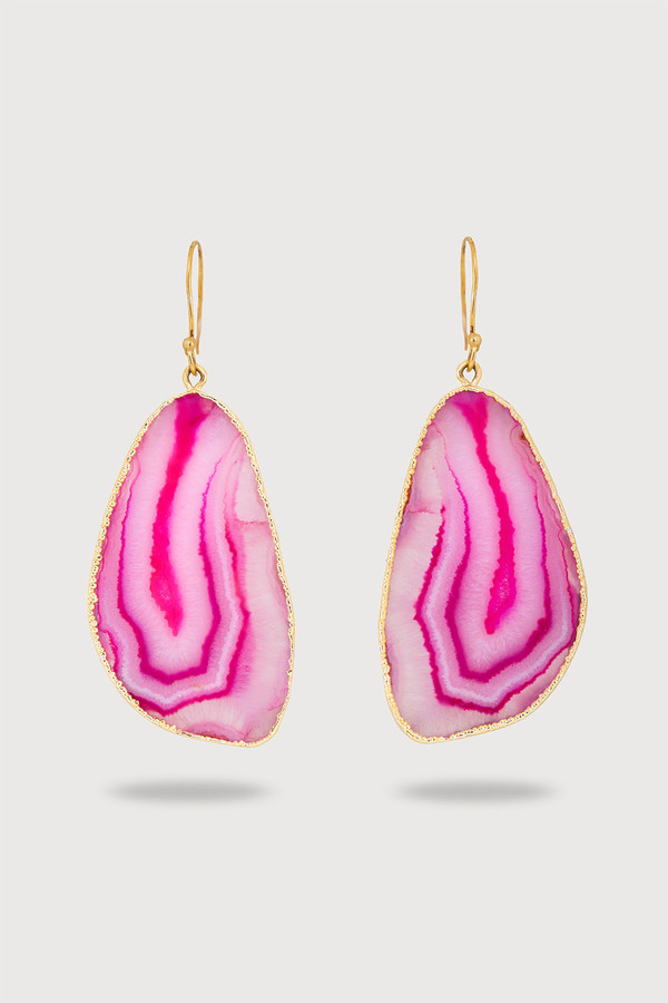 Agate Dangle Earrings - Purple