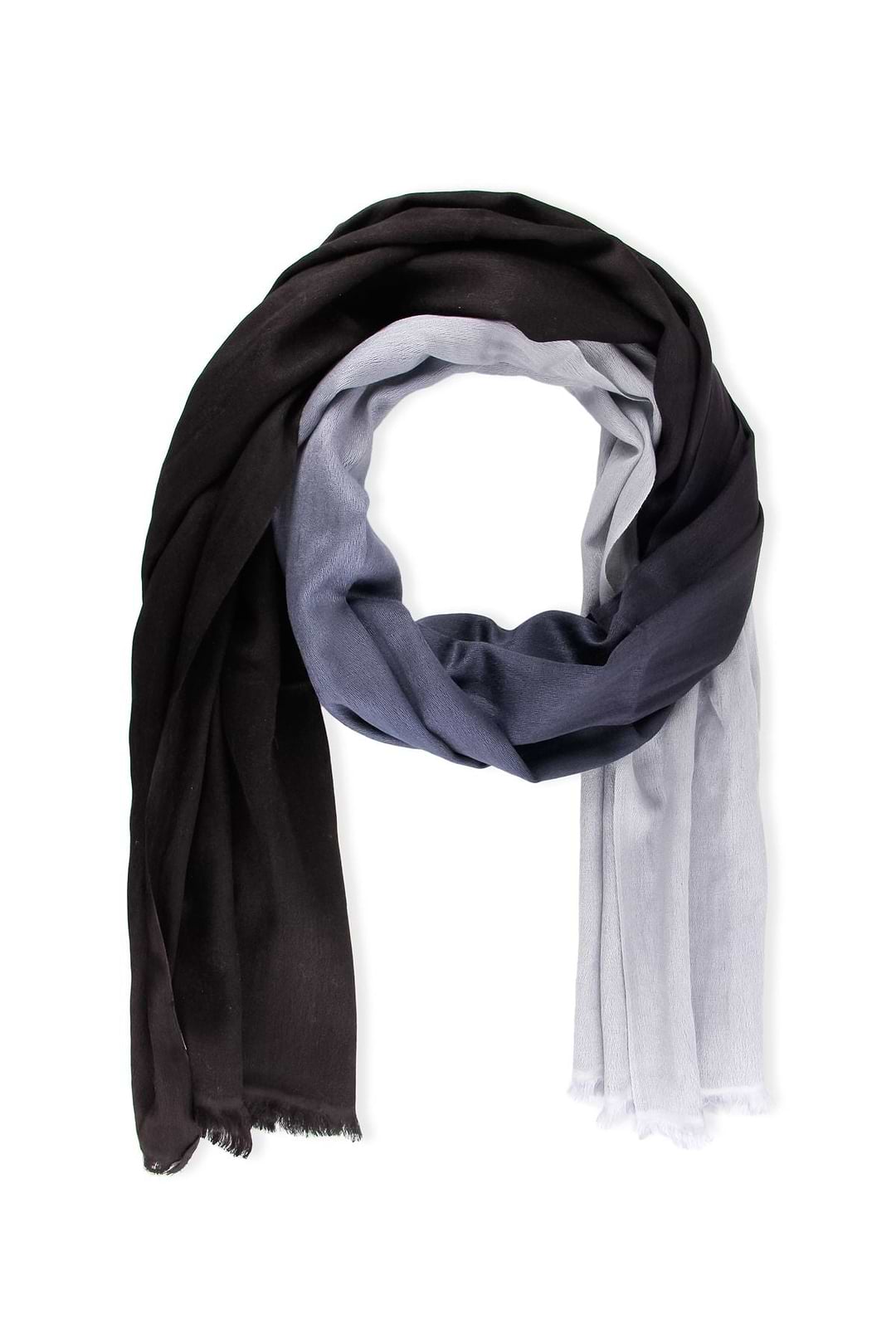 Cashmere Silk Scarf Ombre - Black