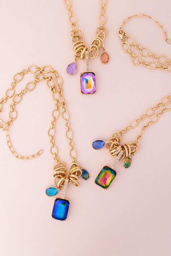 Jewel Charm Link Necklace - MULTI