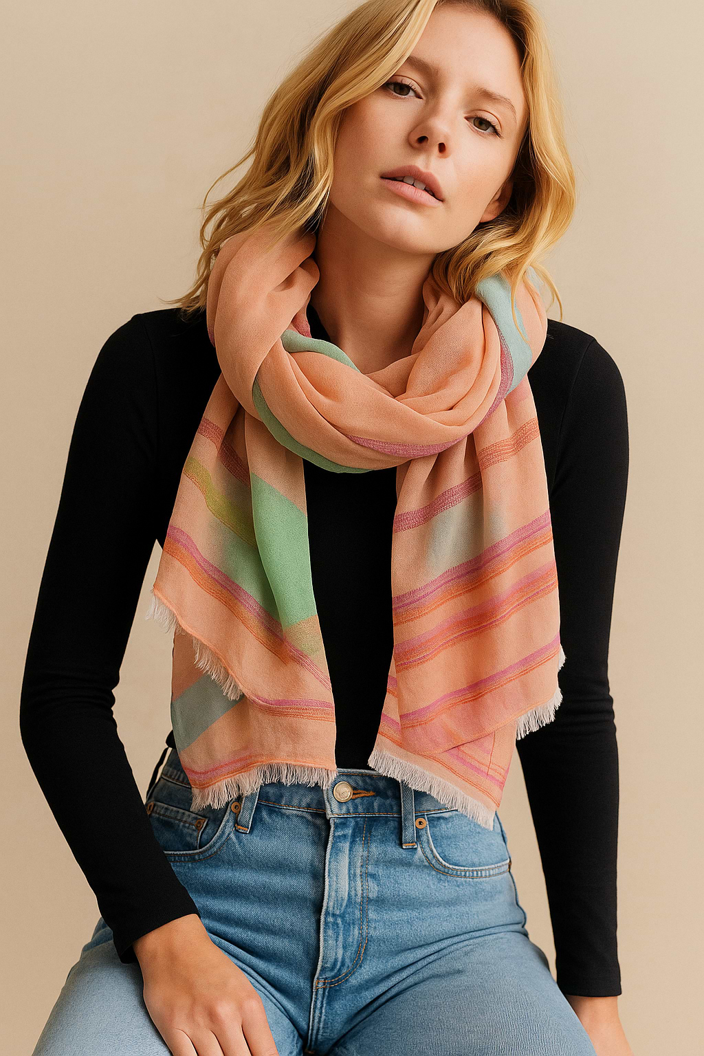 Sunshine Striped Scarf Light Multi