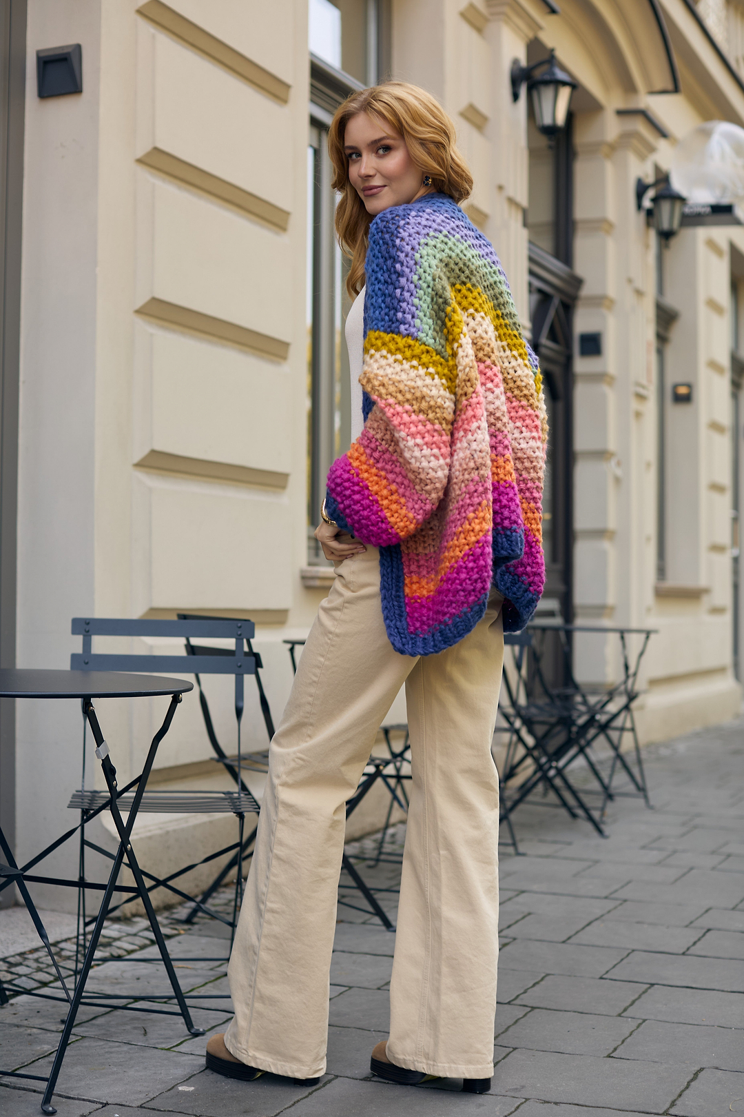 Rainbow Knitted Cardigan- Dark multi