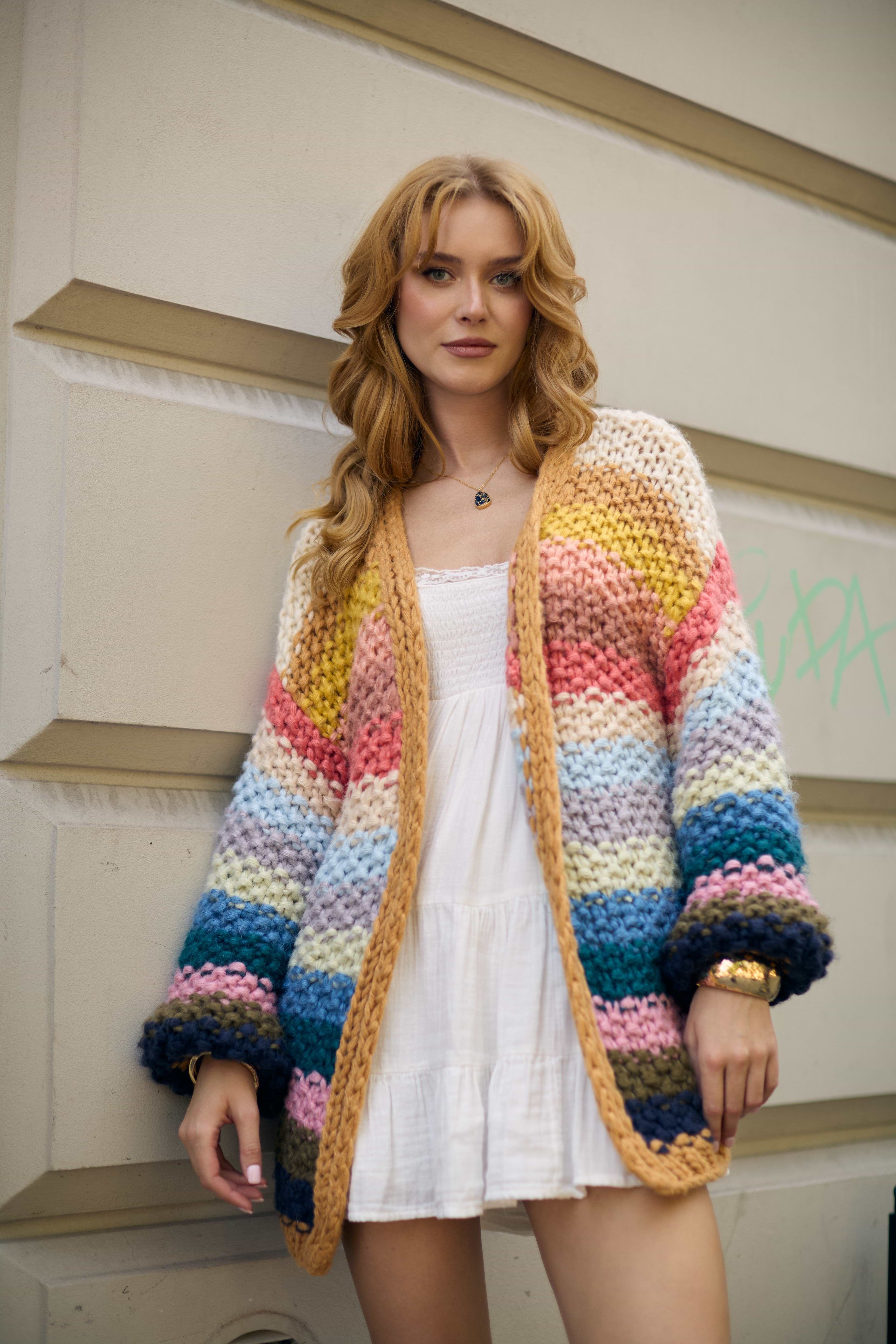 トップス rainbow cardigan Rainbow Knitted Cardigan for Women | SAACHI