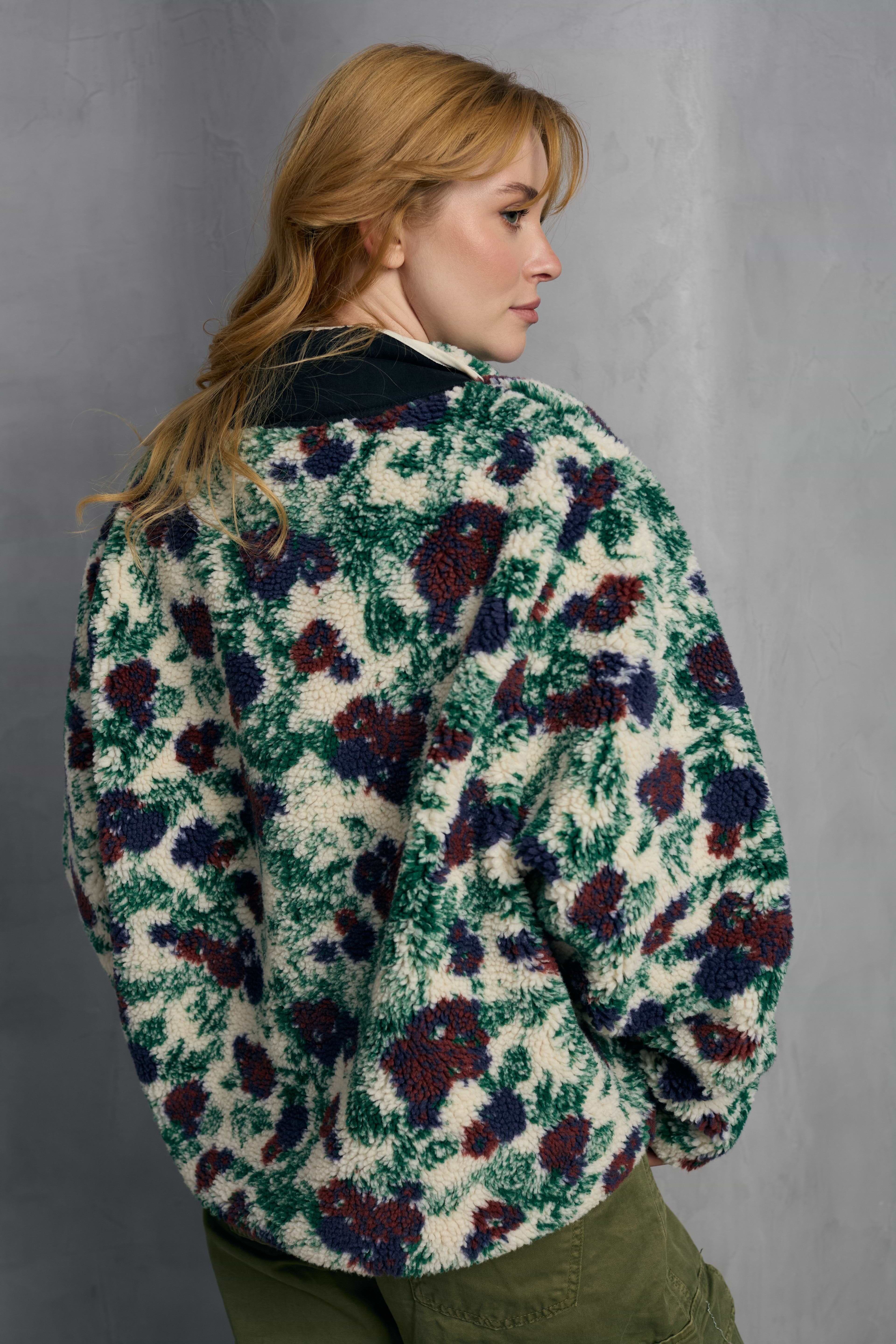 Floral Sherpa Pullover Jacket | SAACHI