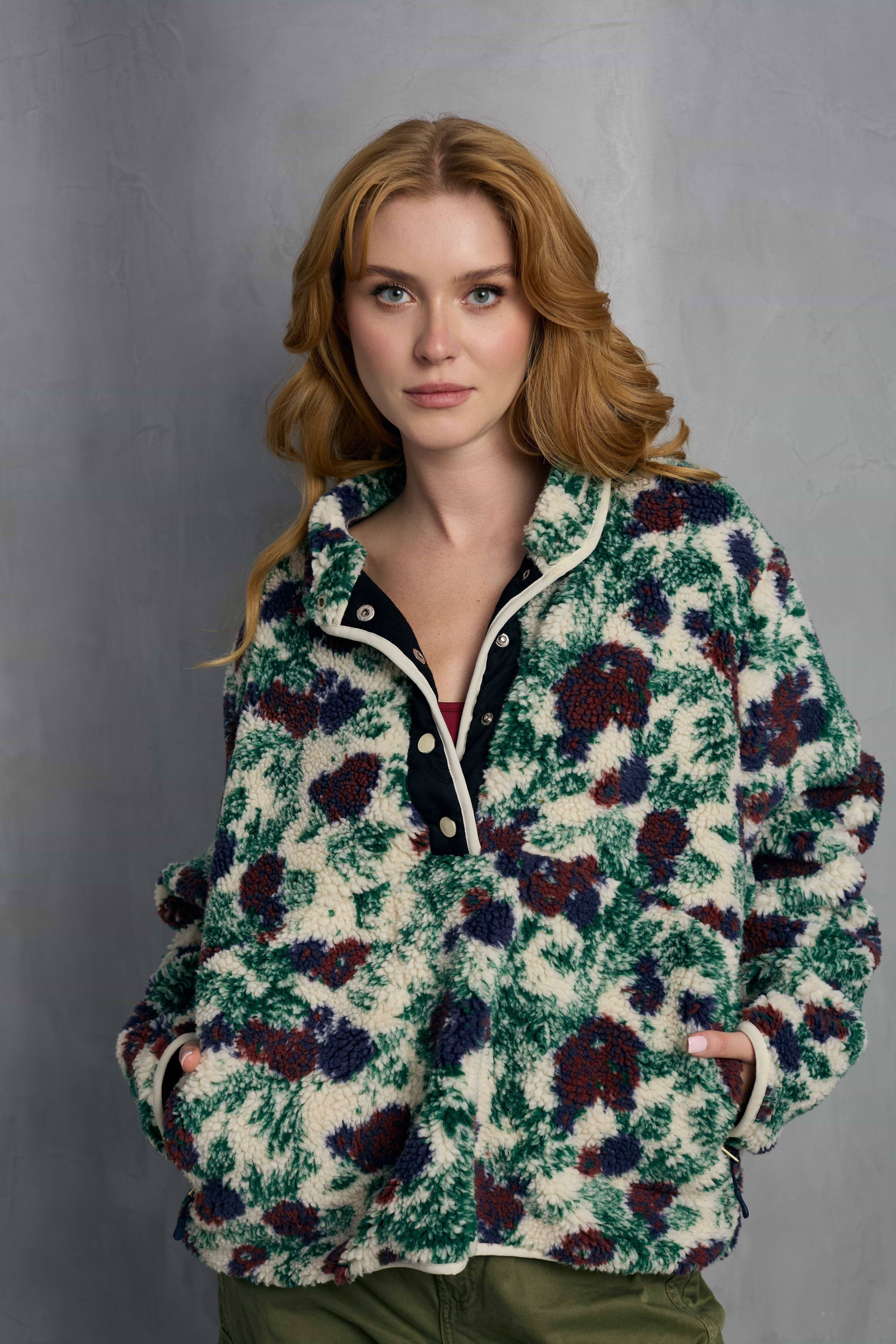 Floral Sherpa Pullover Jacket | SAACHI