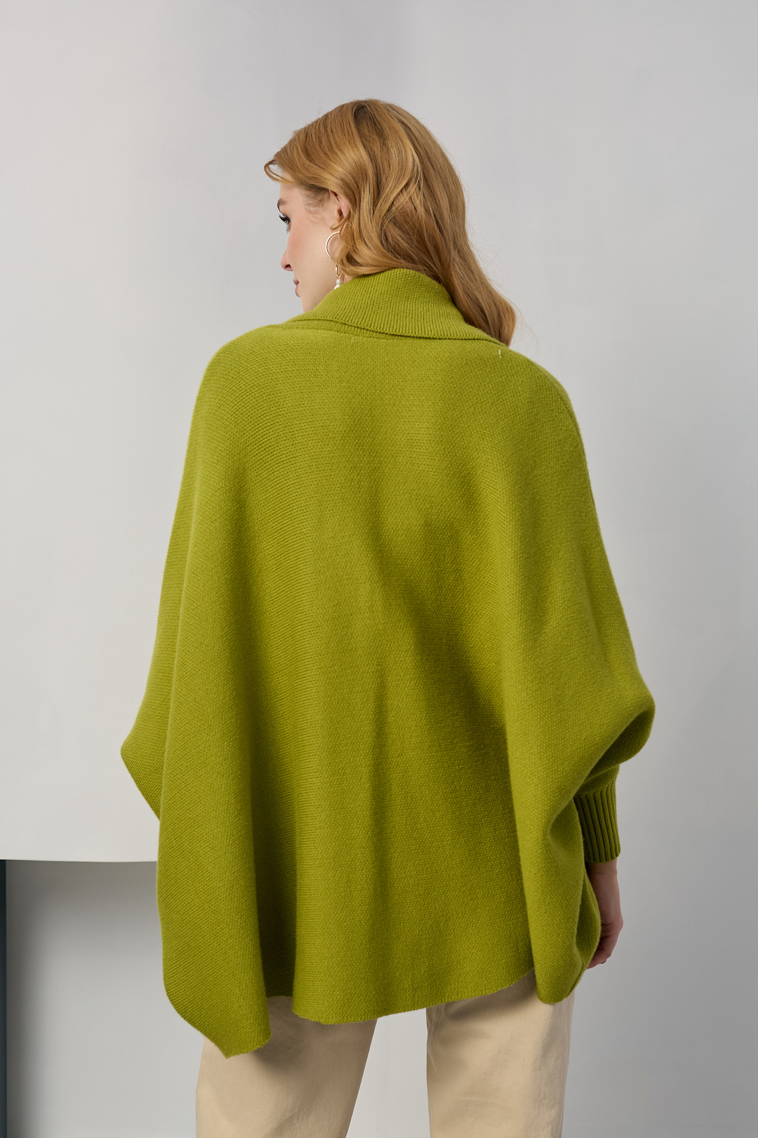 Open Front Oversized Cardigan Sweater - Lime