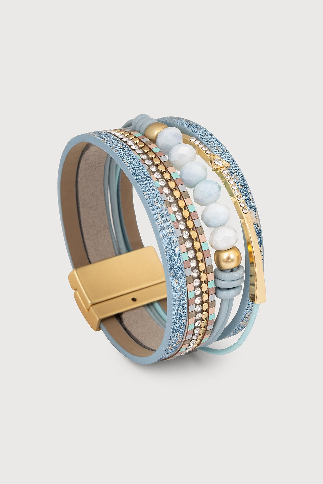 Beaded Shimmer Leather Bracelet