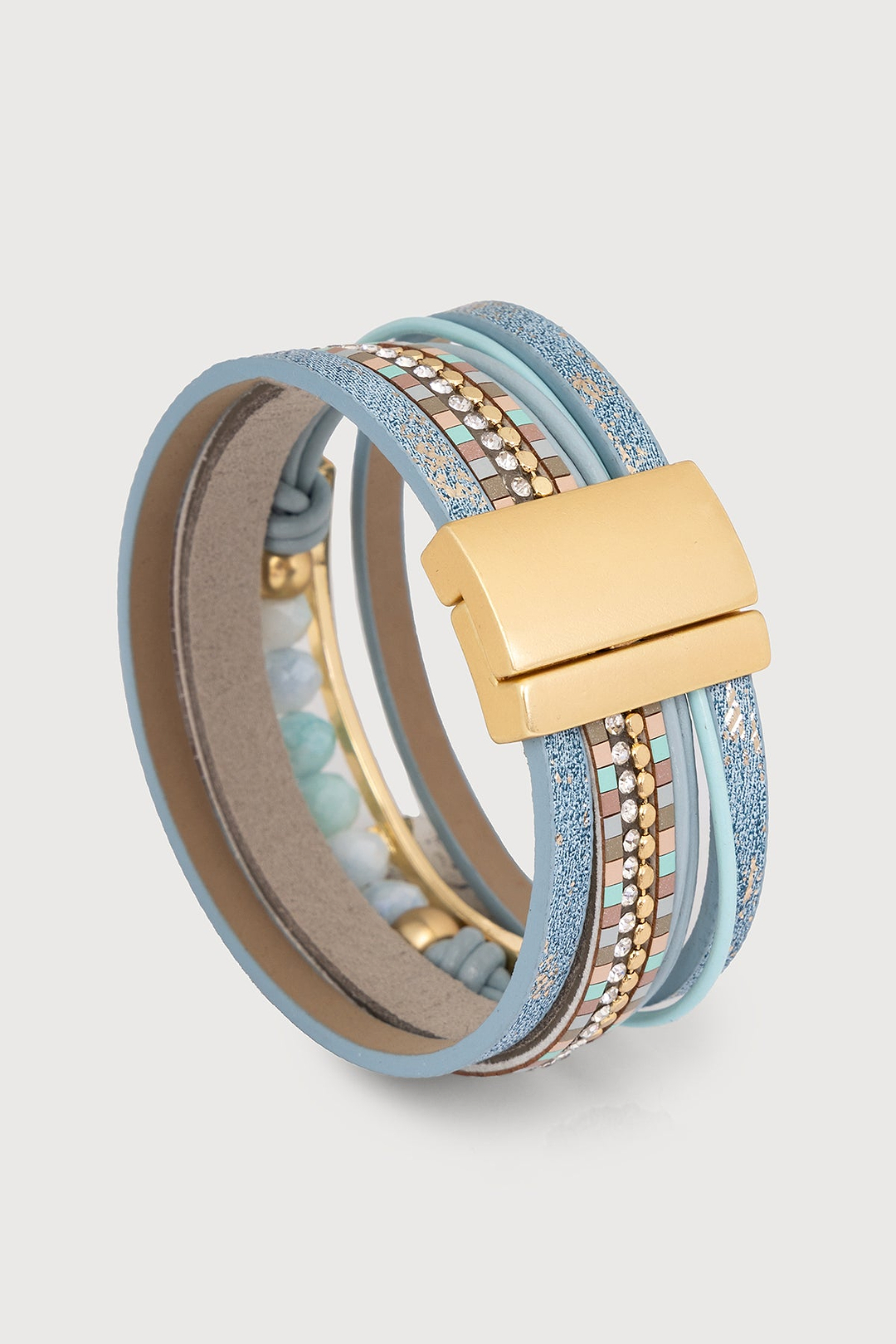 Beaded Shimmer Leather Bracelet