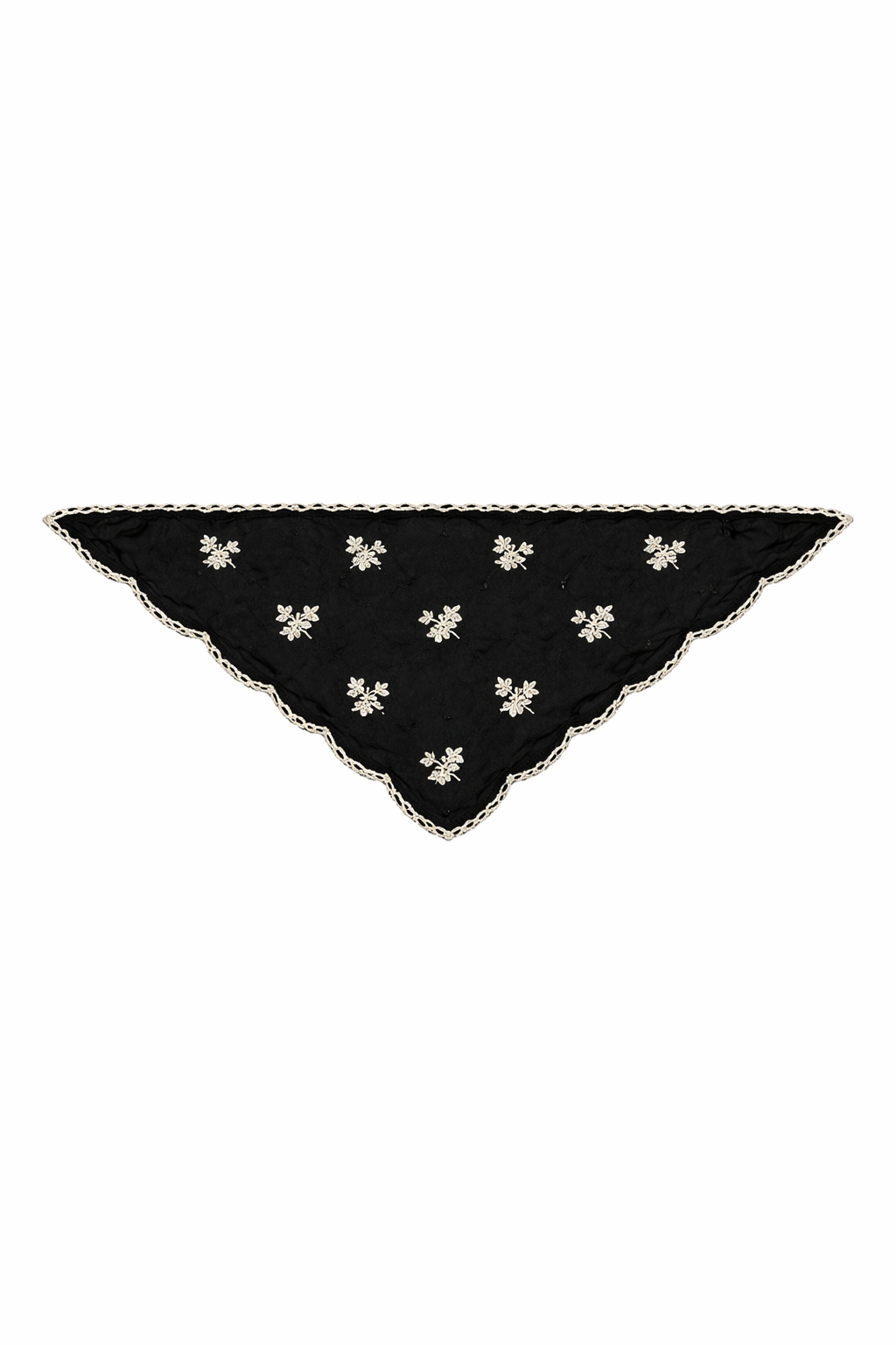 Embroidered Gauze Bandana - Black