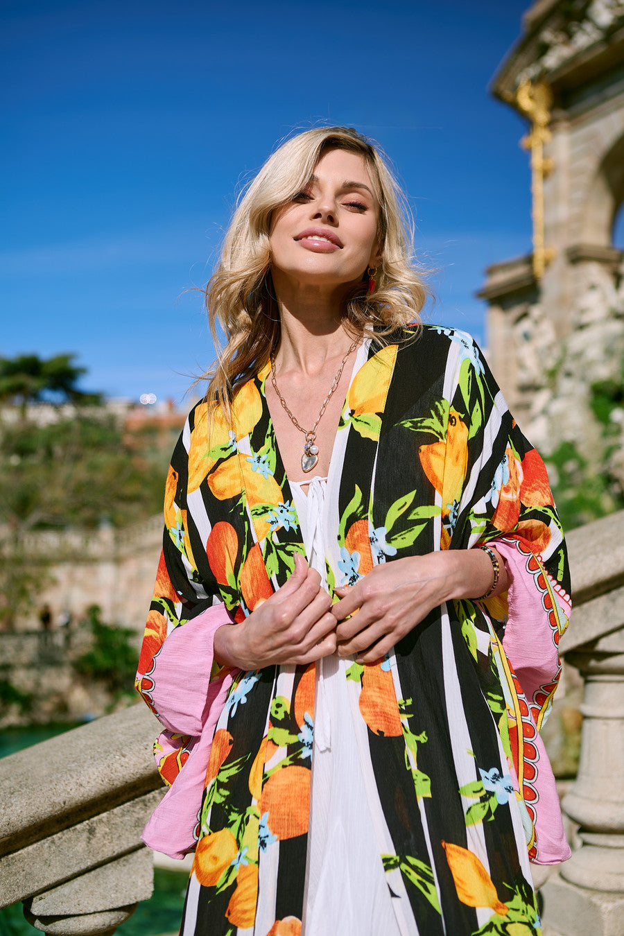Citrus Print Long Kimono for Women | SAACHI