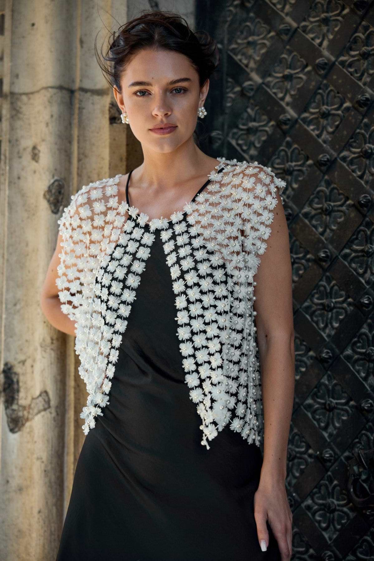 Floral Shell Pearl Capelet for Women | SAACHI