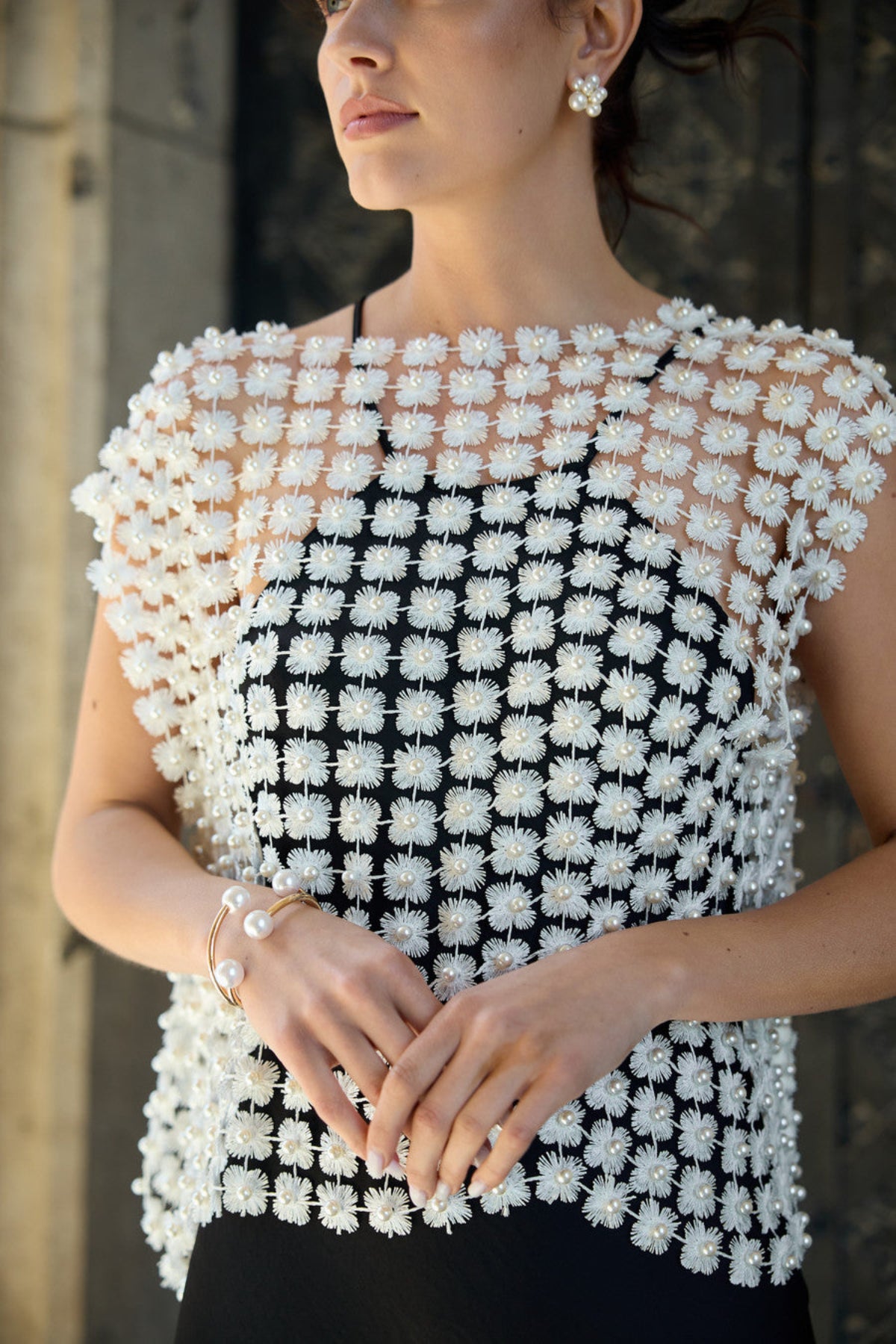 Floral Shell Pearl Capelet for Women | SAACHI