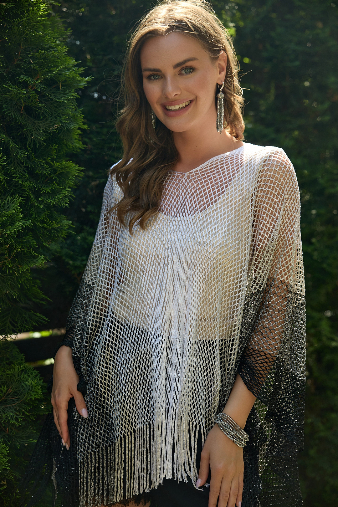 Crown Tassel Drop Earrings - Grey Multi