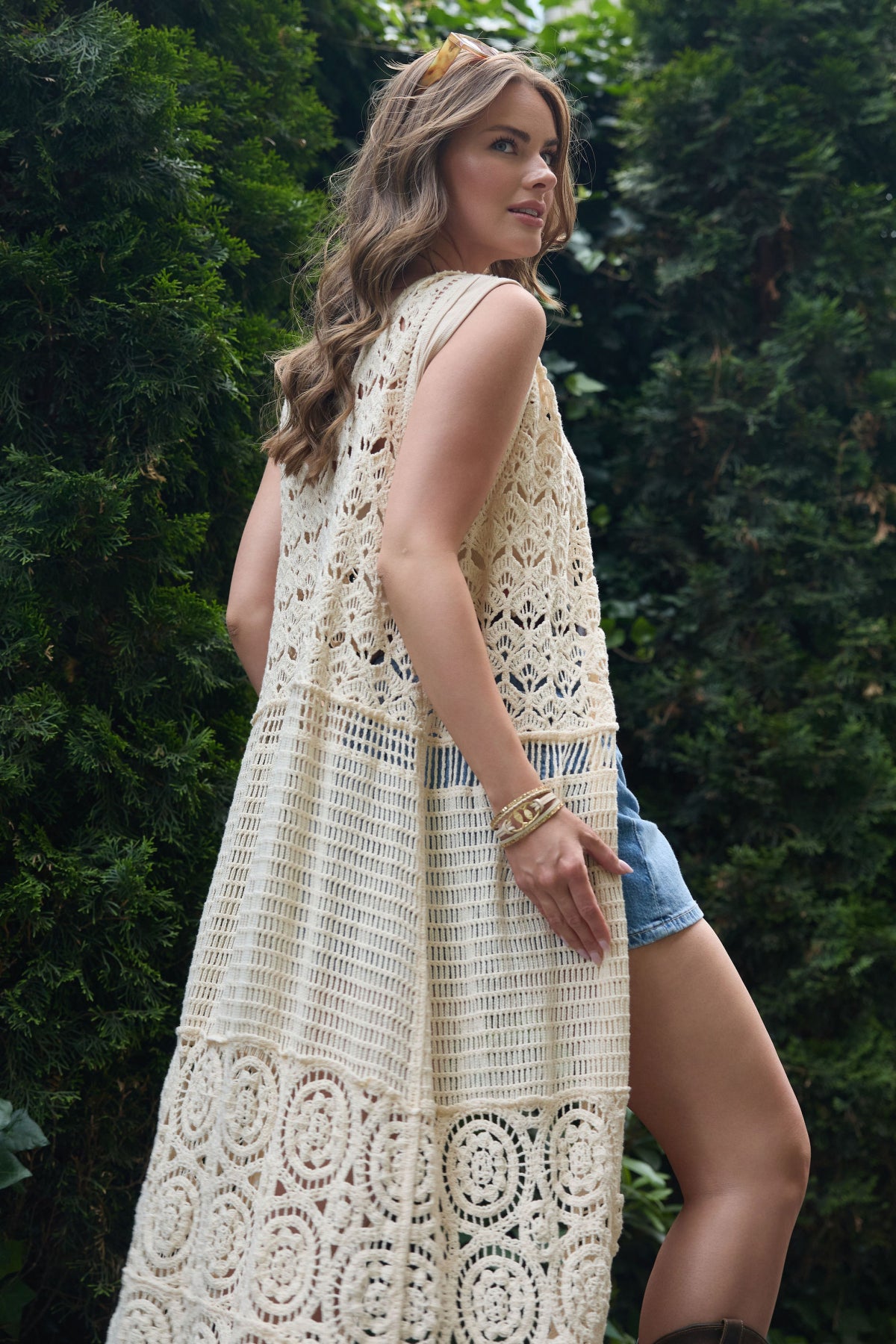Crochet Tie Front Long Kimono | SAACHI