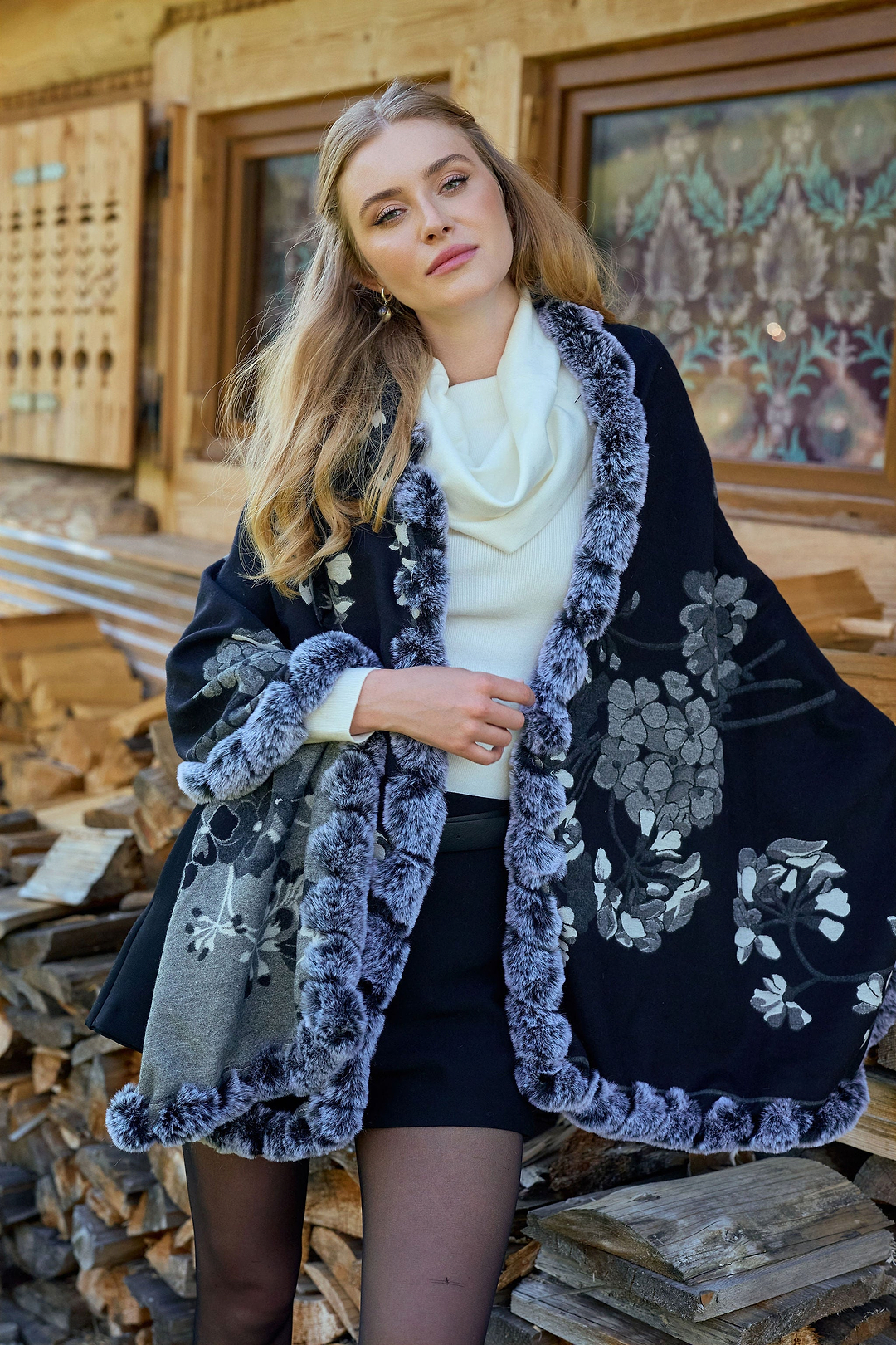 Blooming Faux Fur Scarf