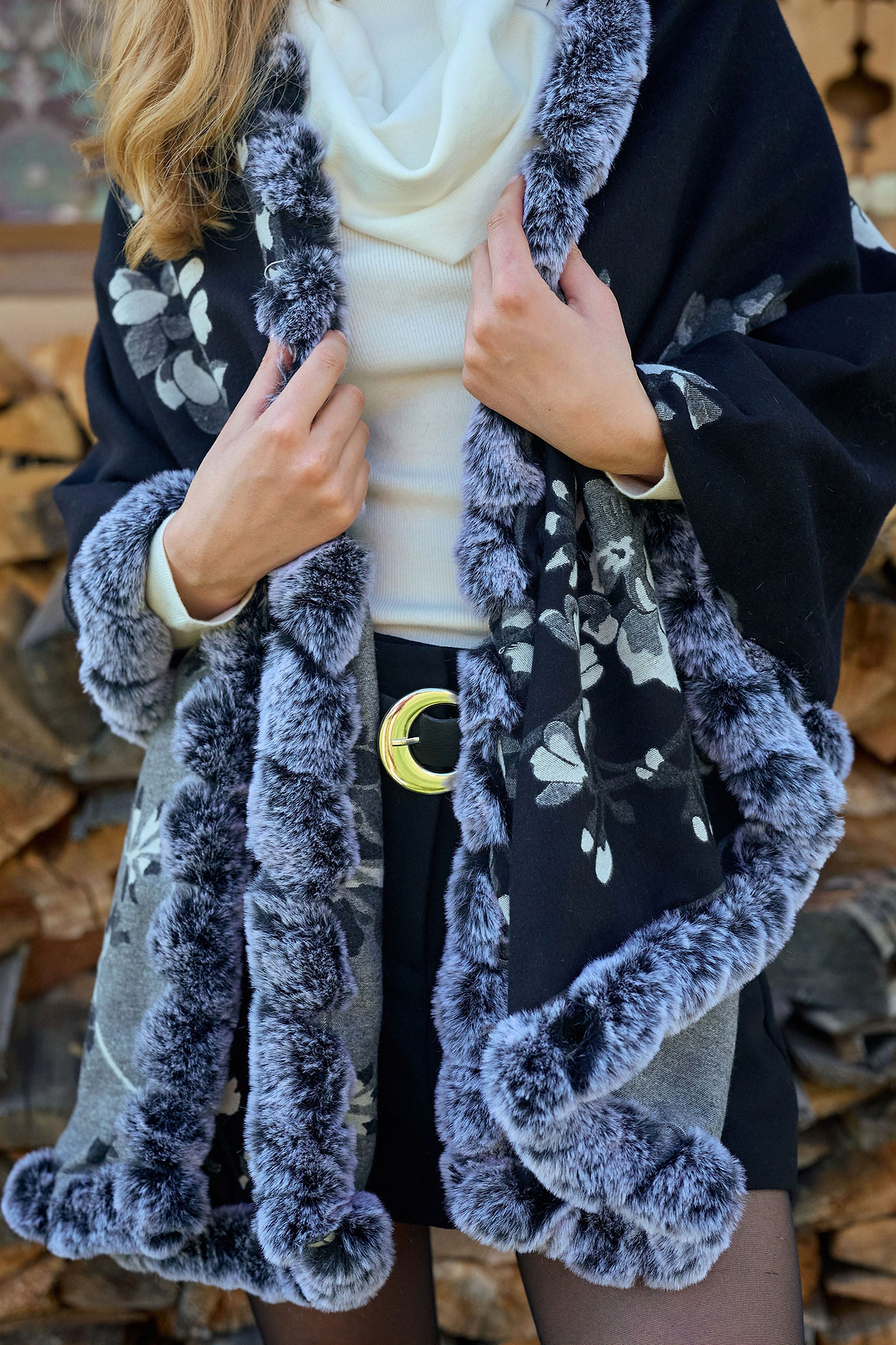 Blooming Faux Fur Scarf
