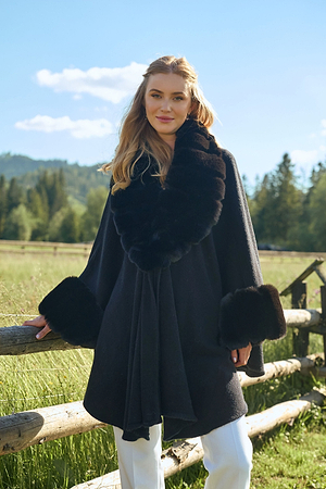 Faux Fur Trim Kimono