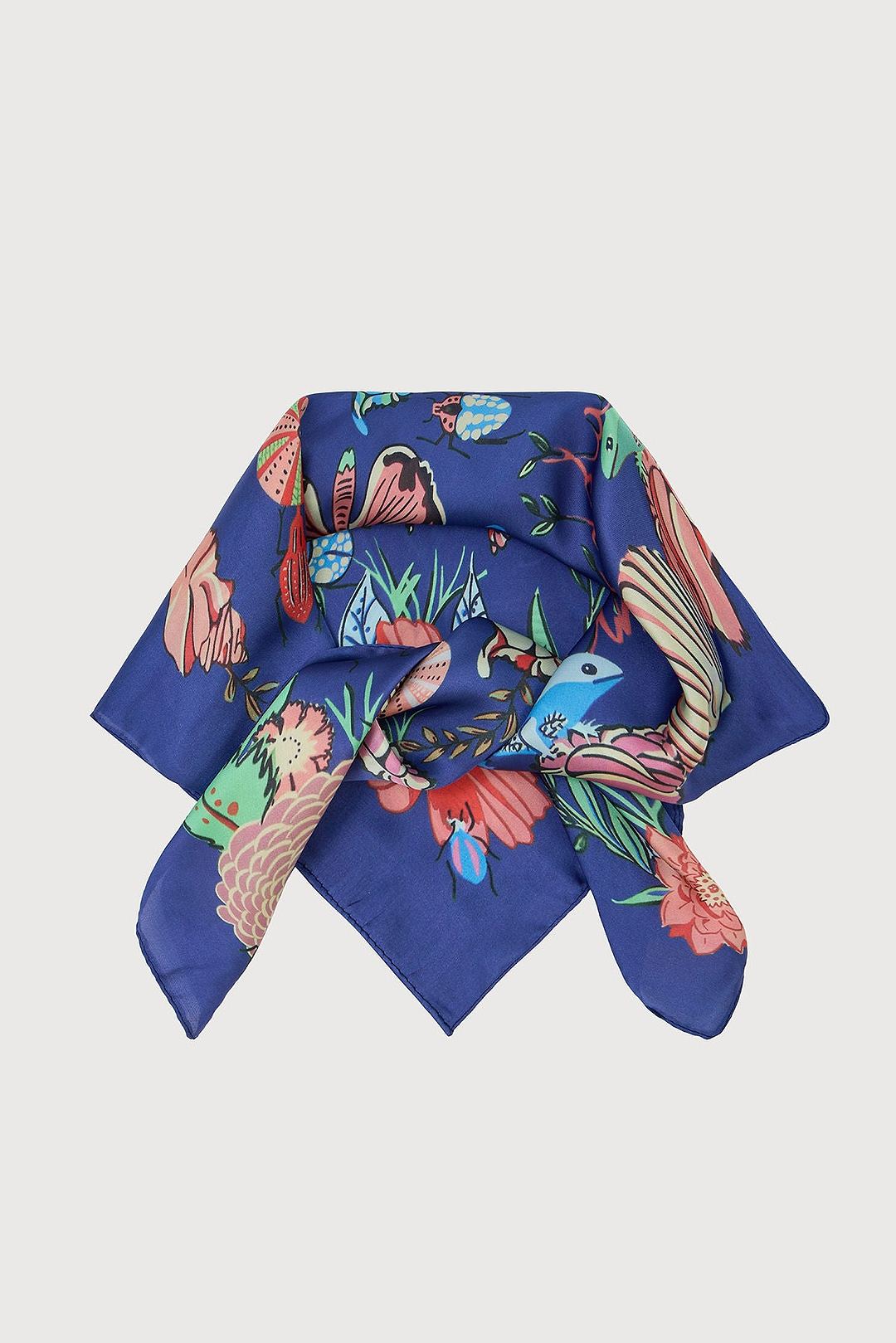 Butterfly Garden Satin Bandana - Navy