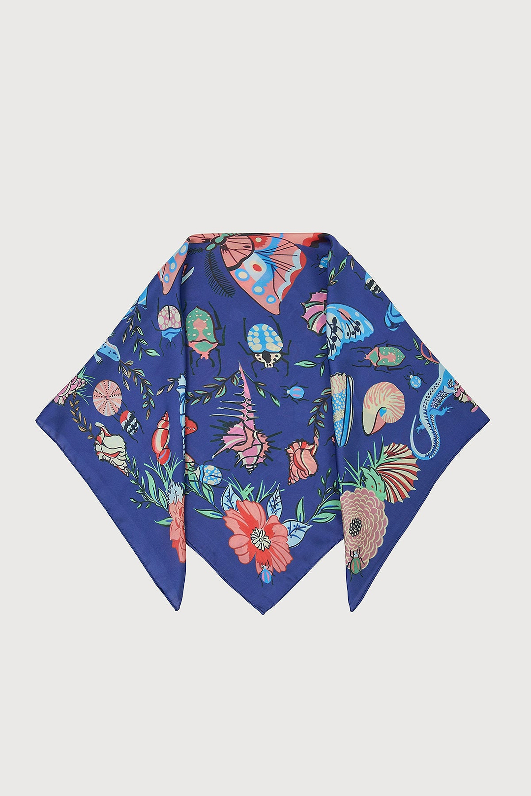Butterfly Garden Satin Bandana - Navy