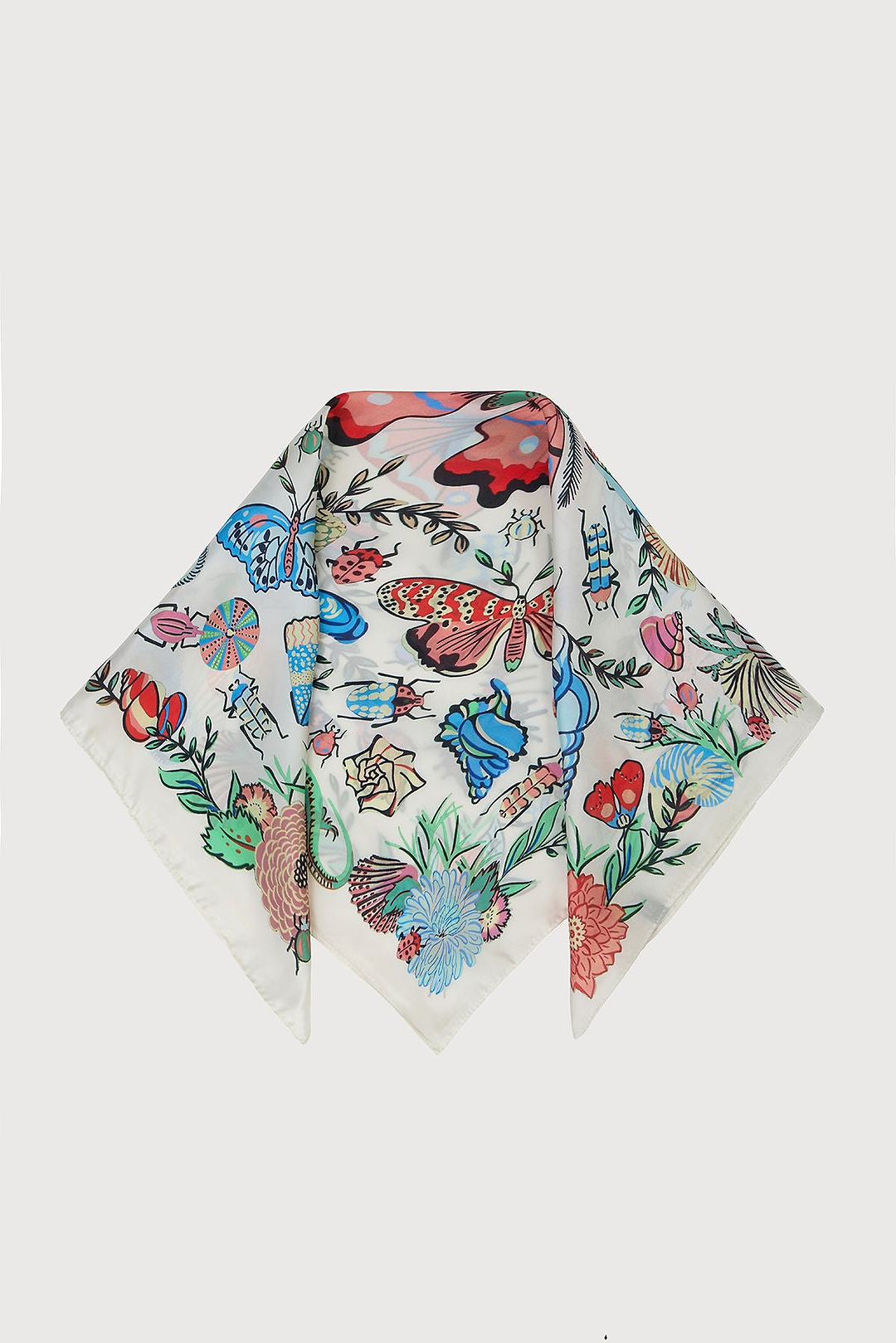Butterfly Garden Satin Bandana - Ivory