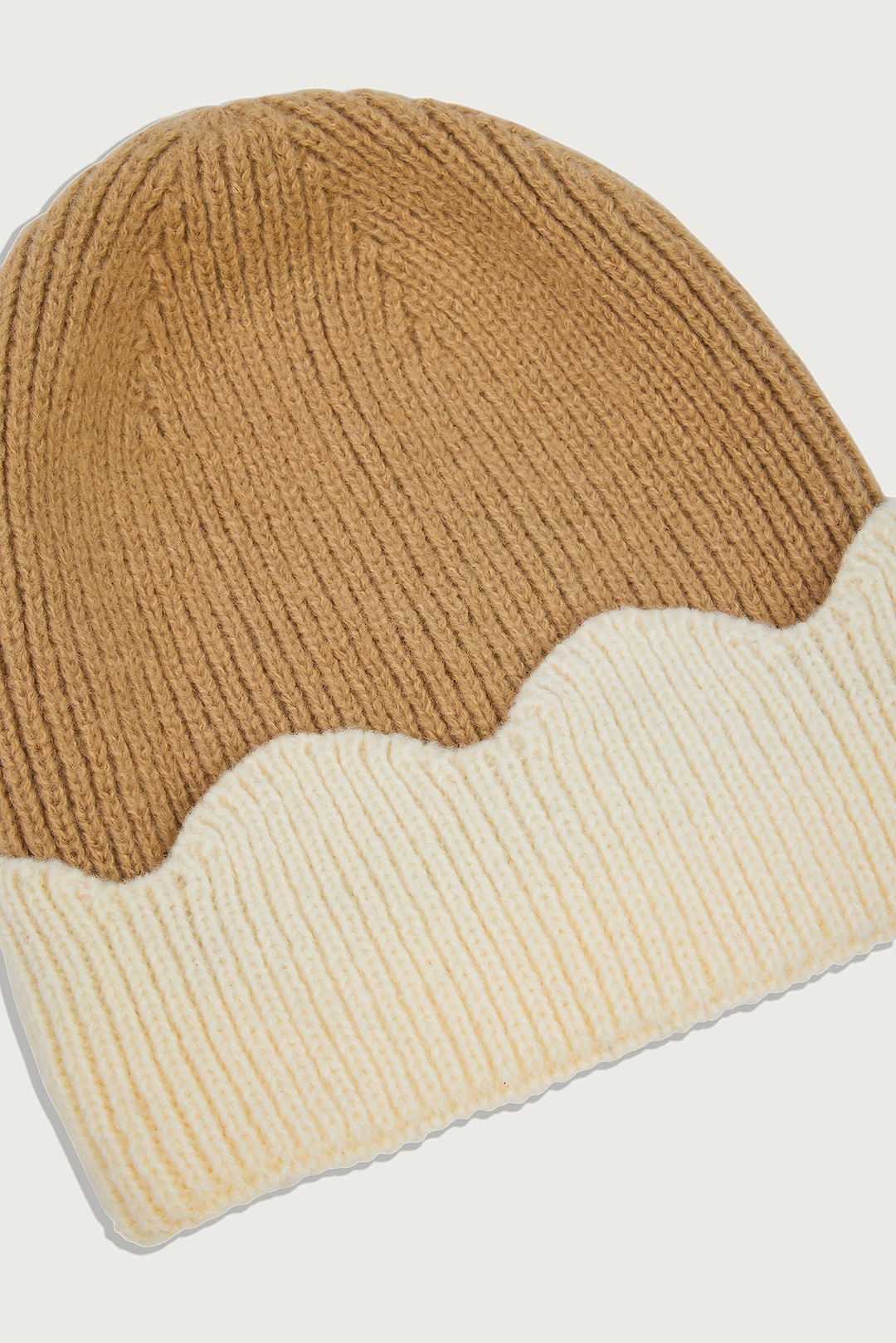 Scallop Trim Knit Beanie - Taupe