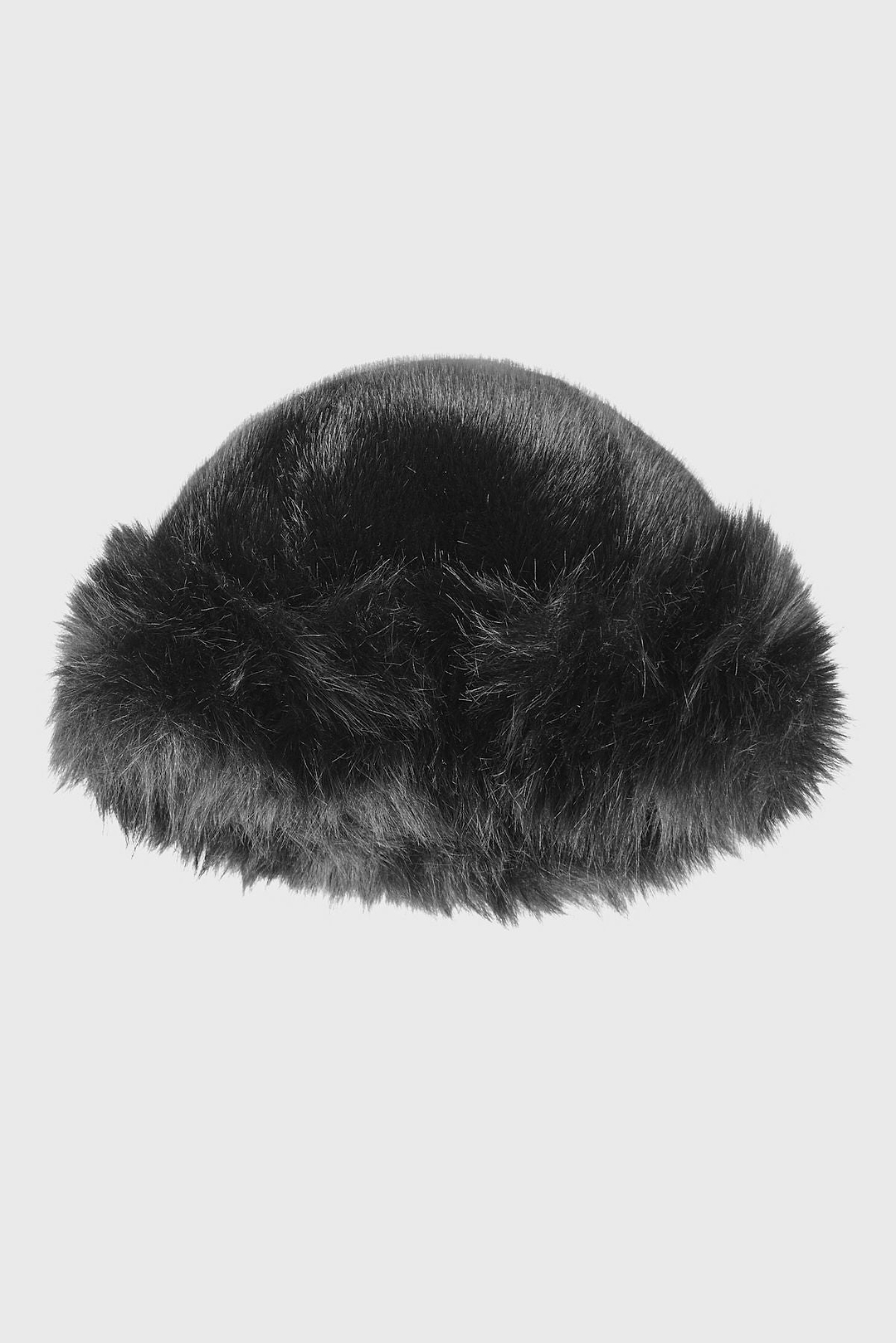 Faux Fur Plush Hat - Black