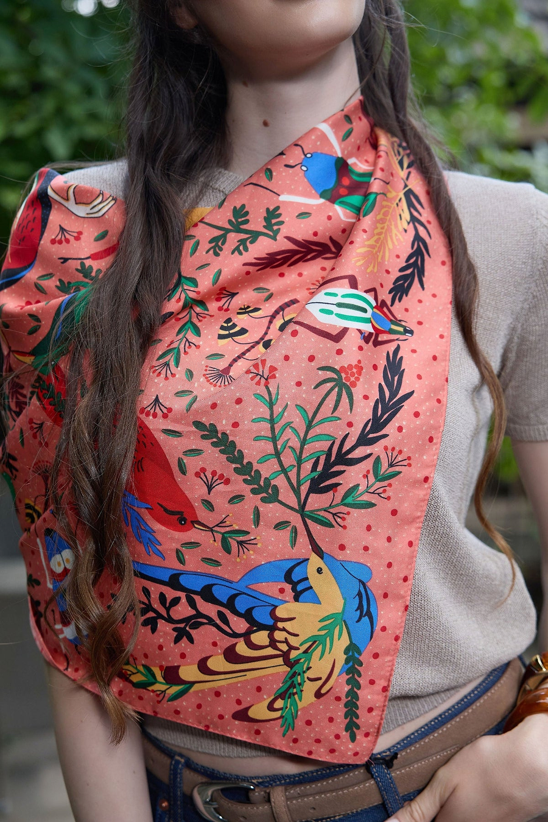 Aviary Botanical Oversized Bandana - Orange Multi