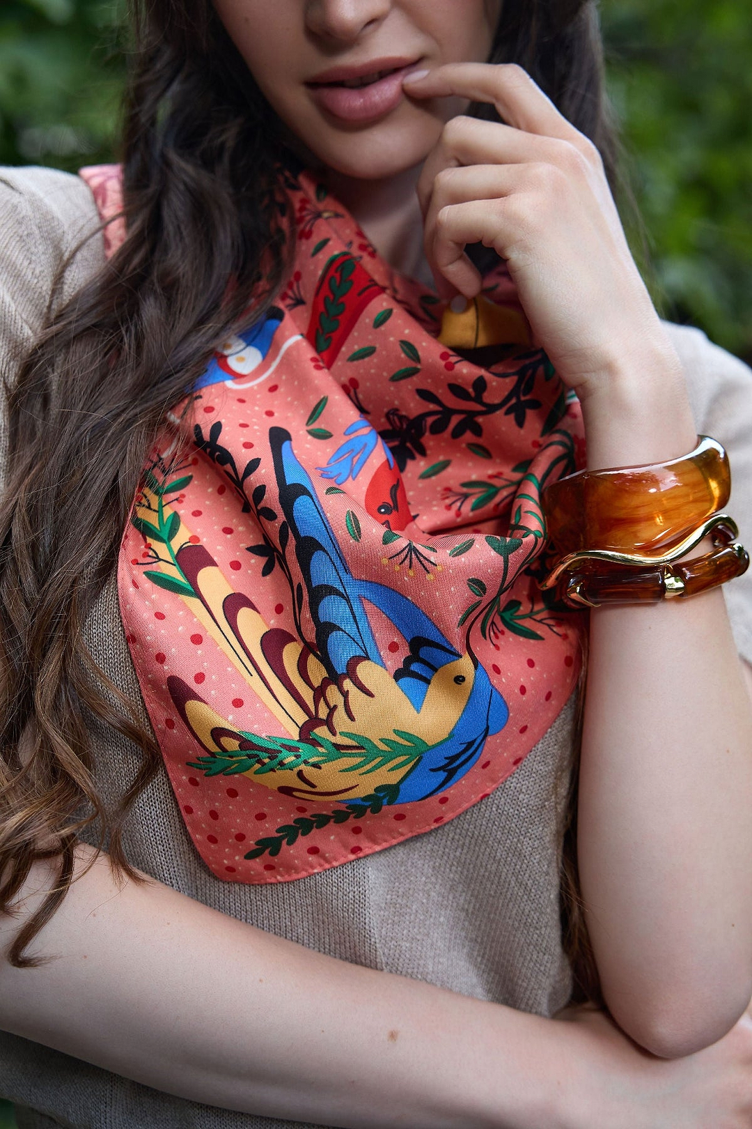 Aviary Botanical Oversized Bandana - Orange Multi