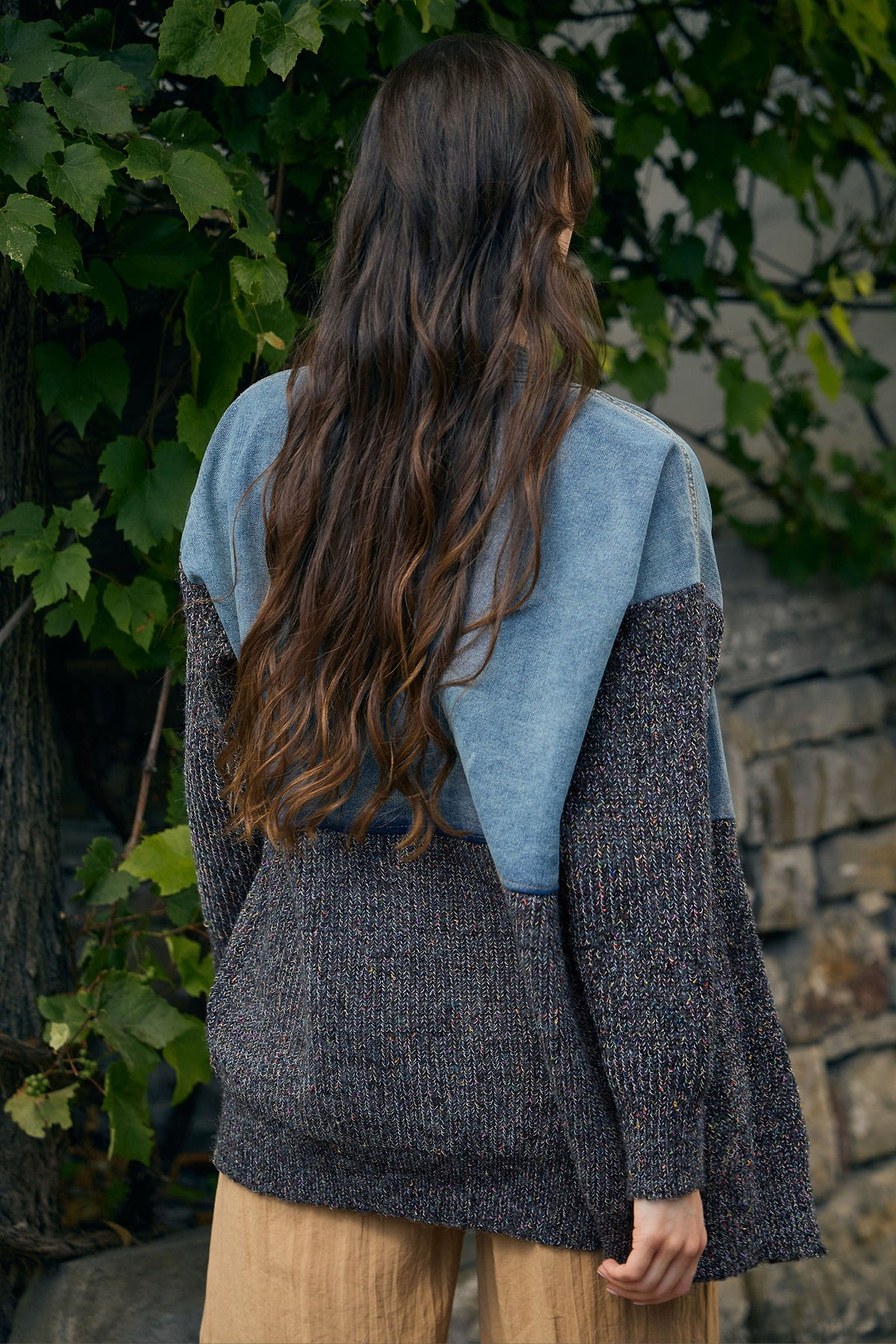 Denim and Grey Combo Jacket - Dim Gray