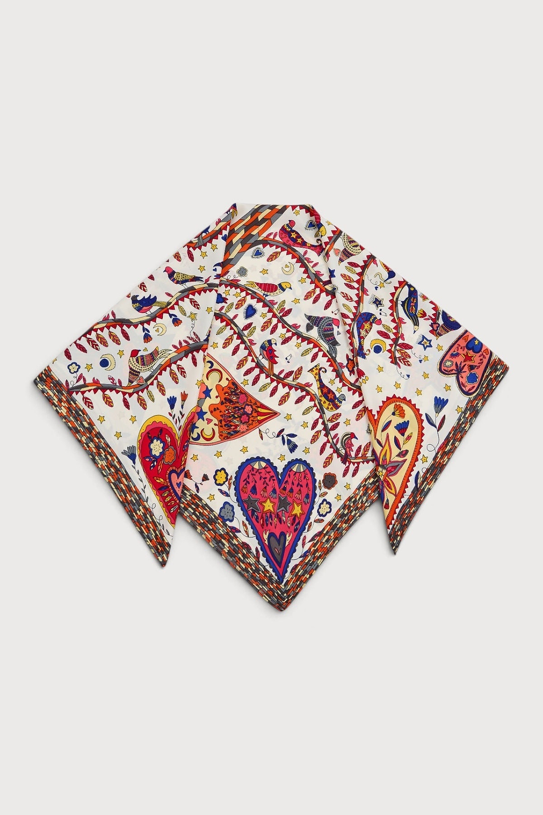 Mixed Print Oversized Bandana - Ivory Multi