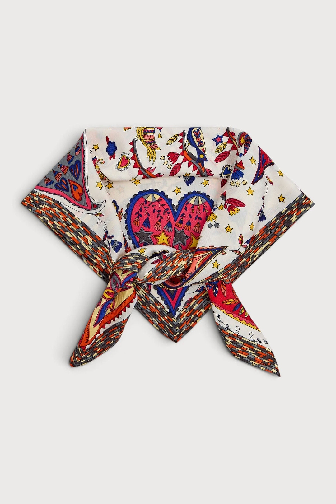 Mixed Print Oversized Bandana - Ivory Multi