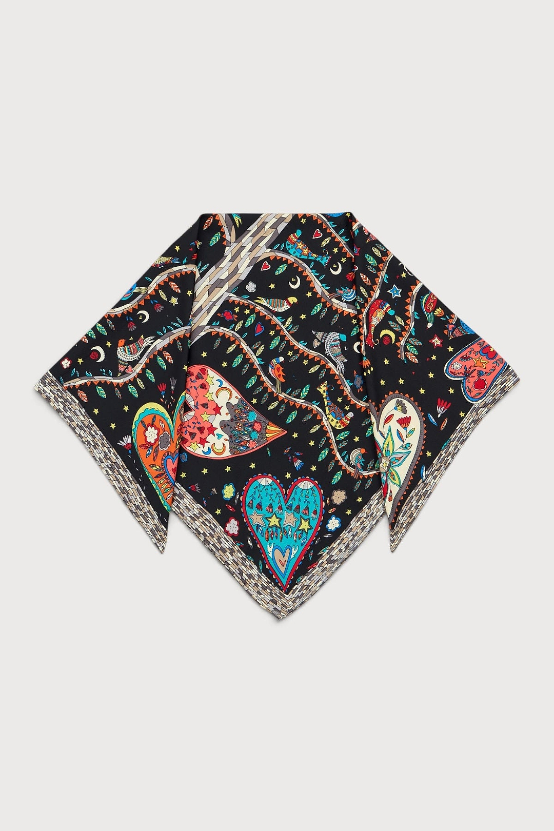 Mixed Print Oversized Bandana - Black Multi