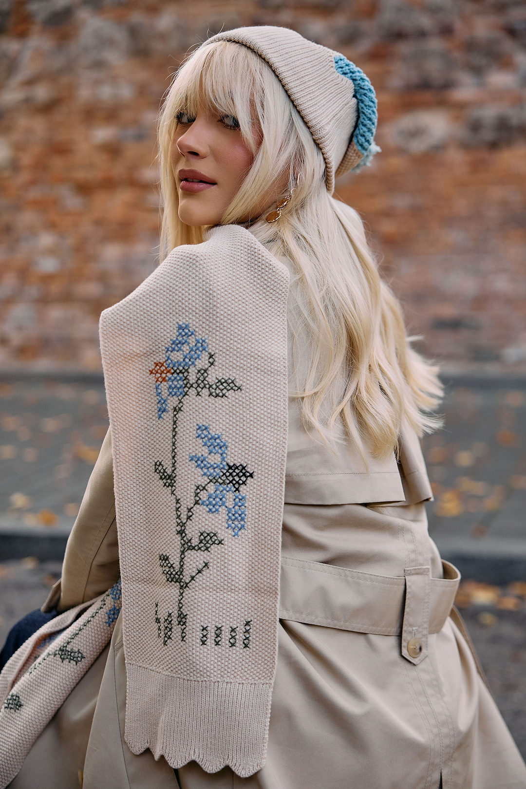 Cross Stitch Crochet Hat - Sky