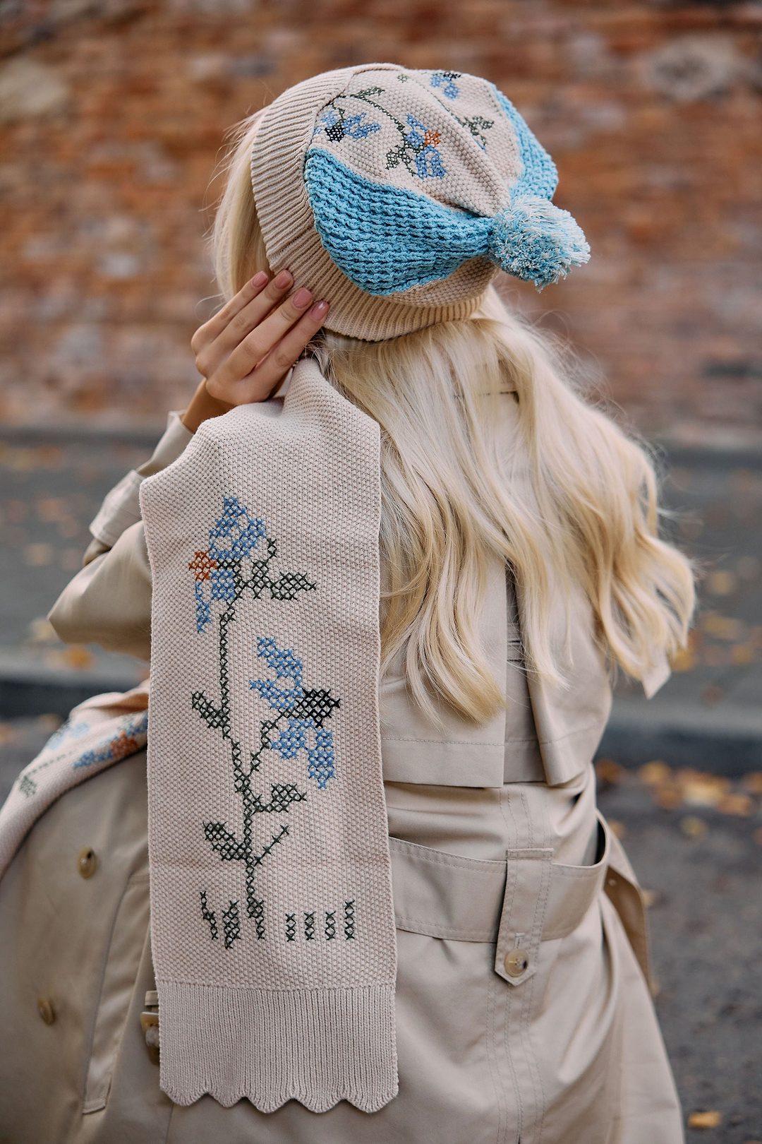Cross Stitch Crochet Hat - Sky
