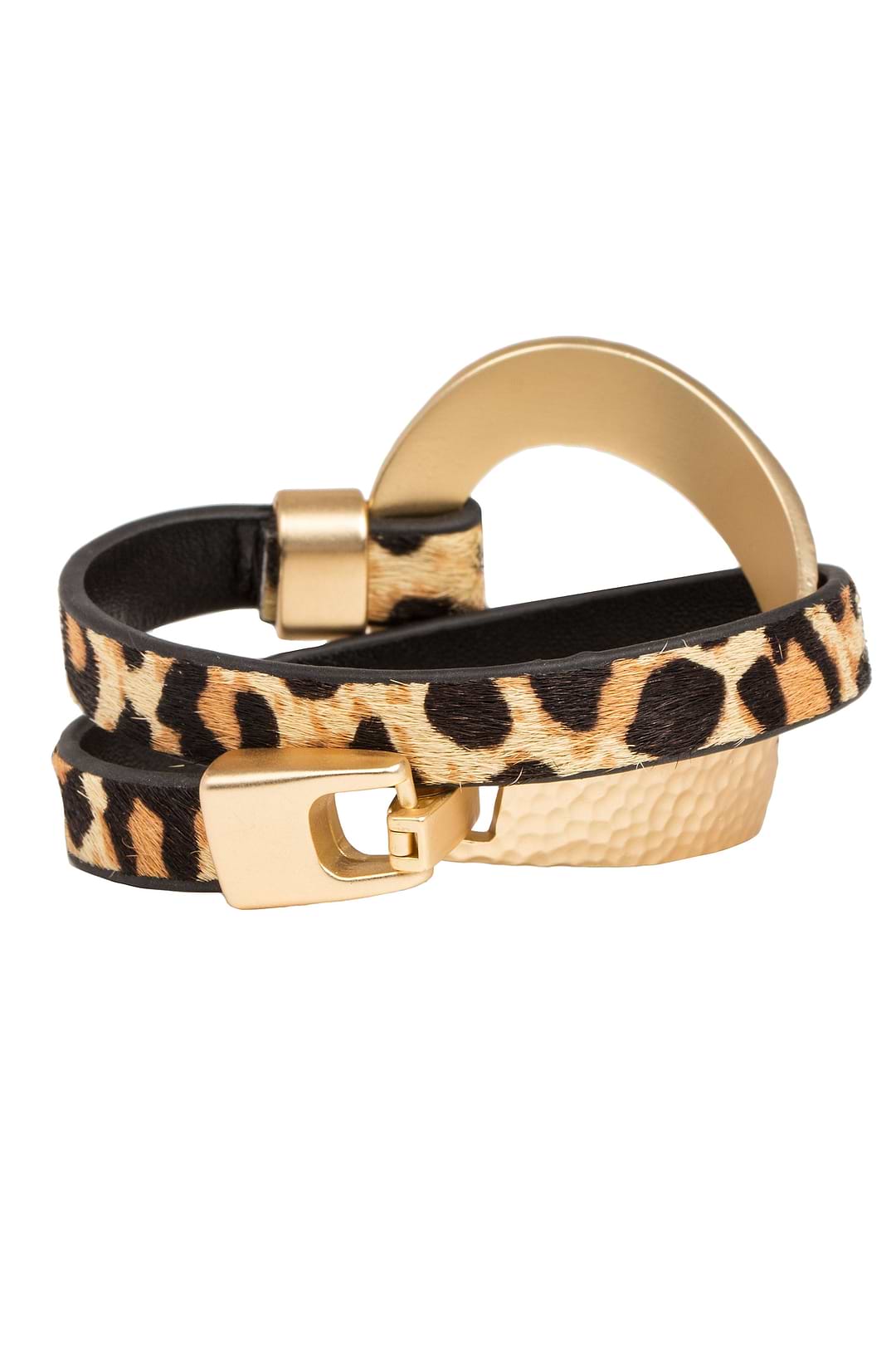 Gold Loop Animal Print Leather Bracelet