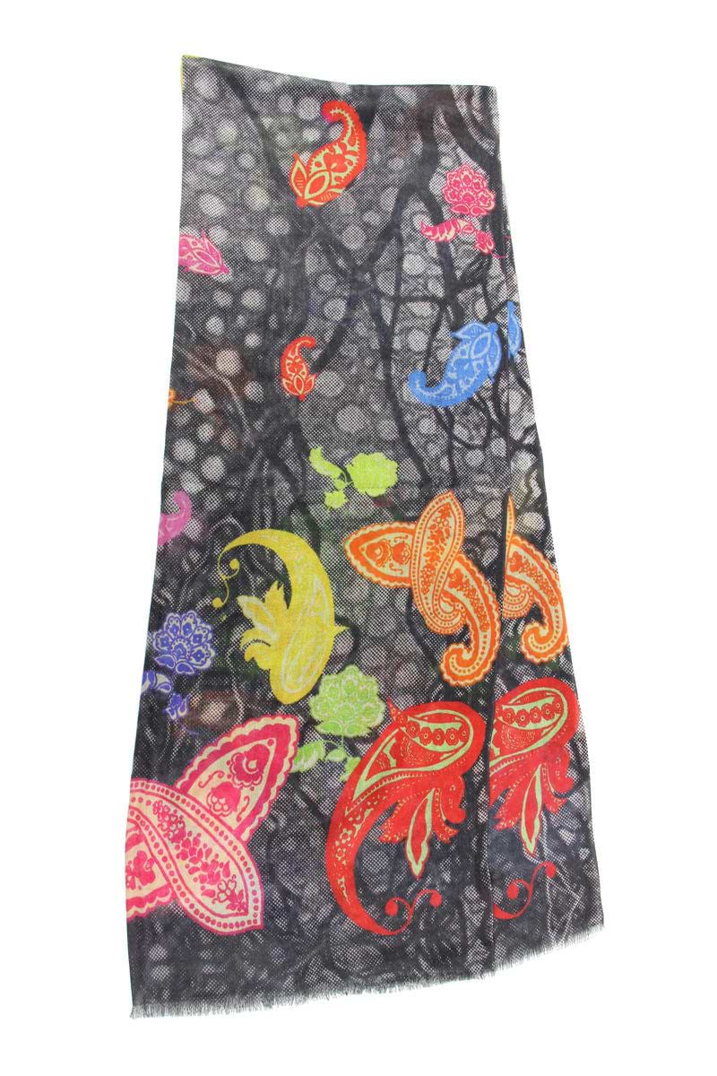 Bright Paisley Scarf - Grey