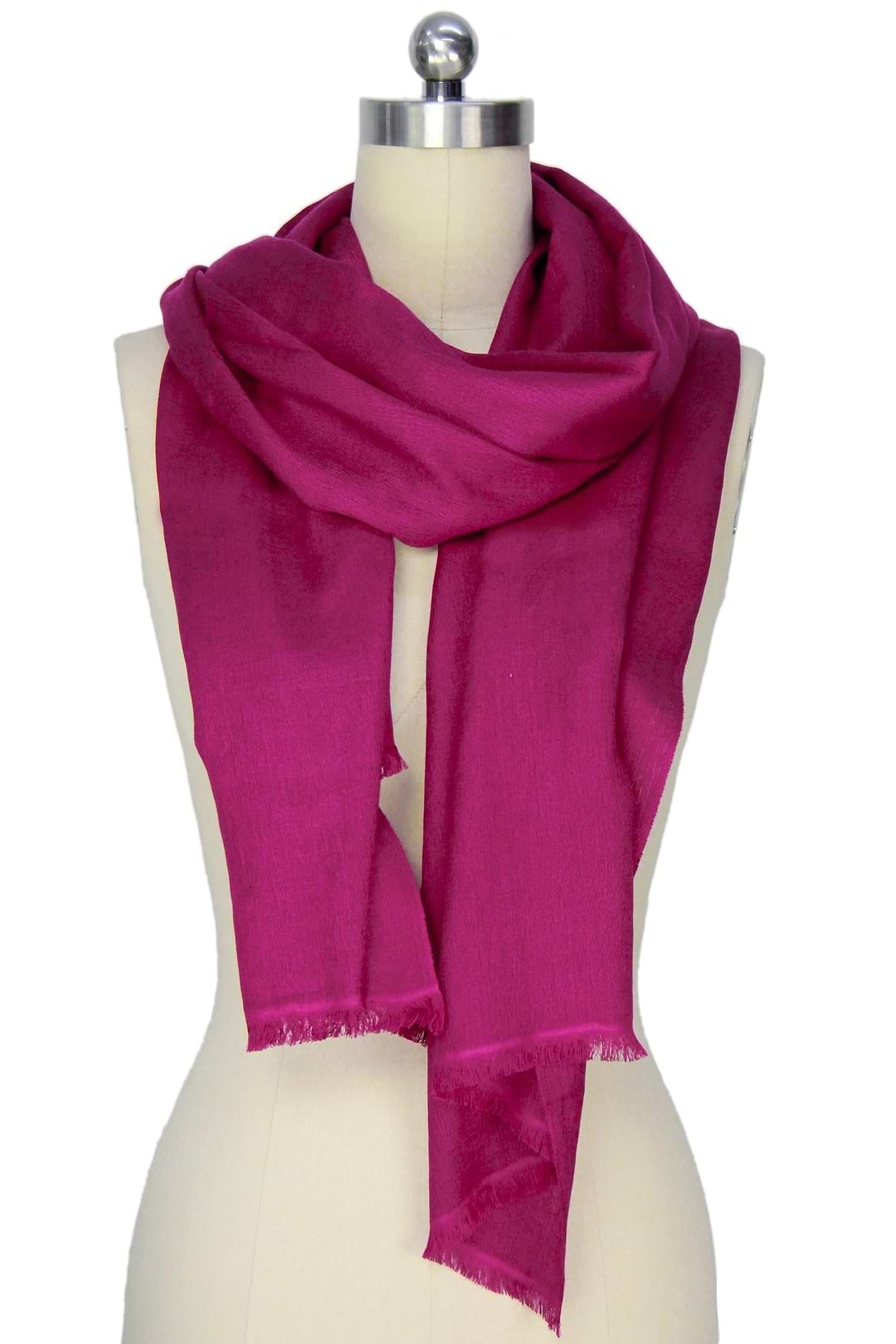 Cashmere Fringe Wrap Scarf Medium Violetred