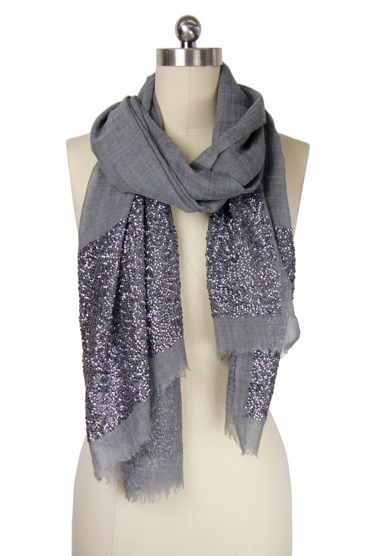 Wool Sparkle Scarf - Gray