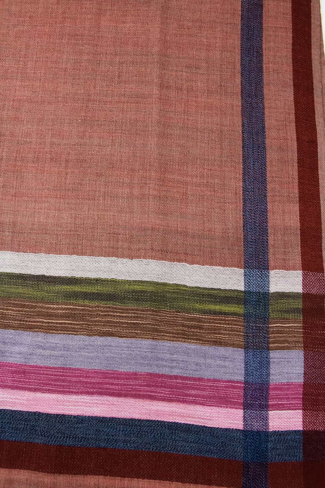 Plaid Border Scarf - Light Salmon