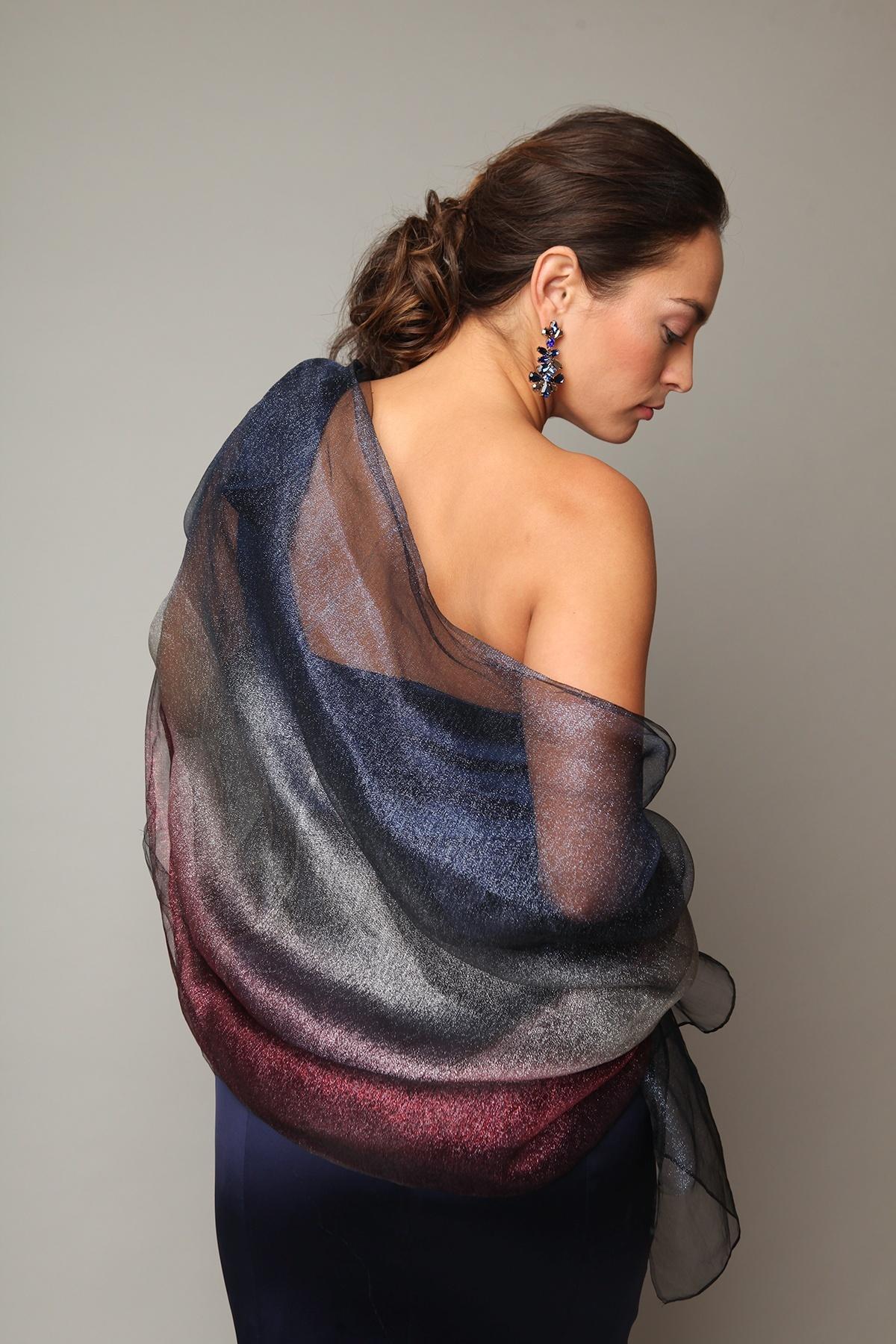 Silk Glitter Ombre Scarf - Black
