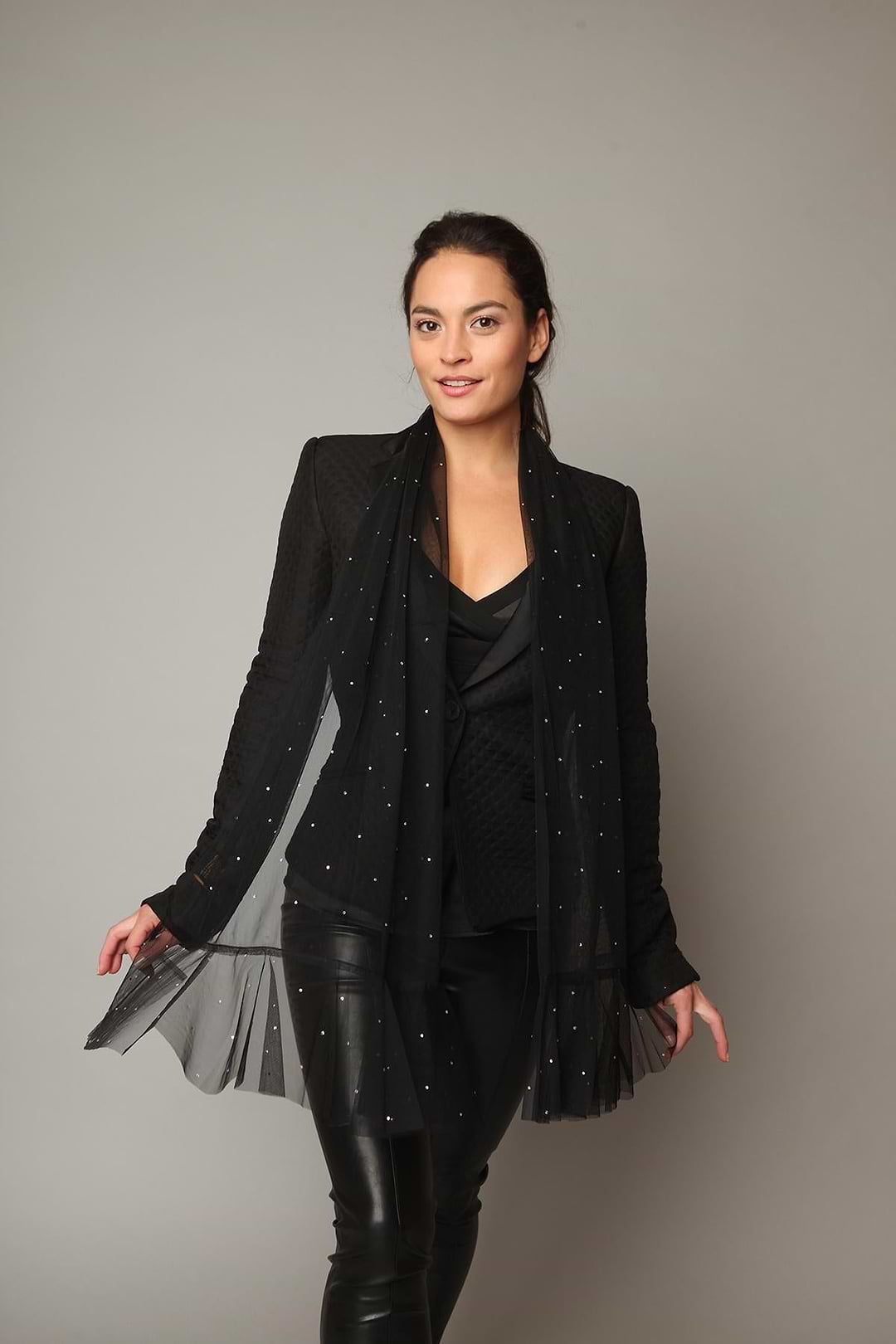 Glamazon Sheer Crystal Scarf Black