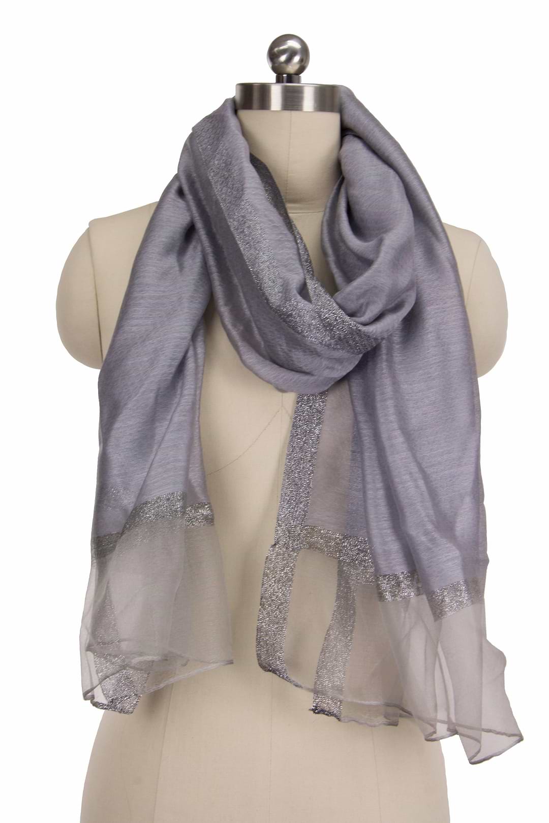 Shimmer Border Scarf - Alice Blue