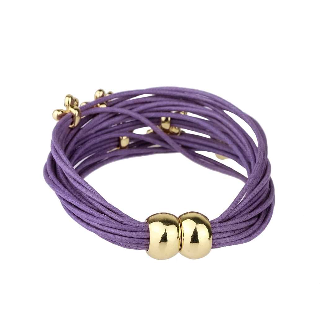 Flower Charm String Bracelet - Purple