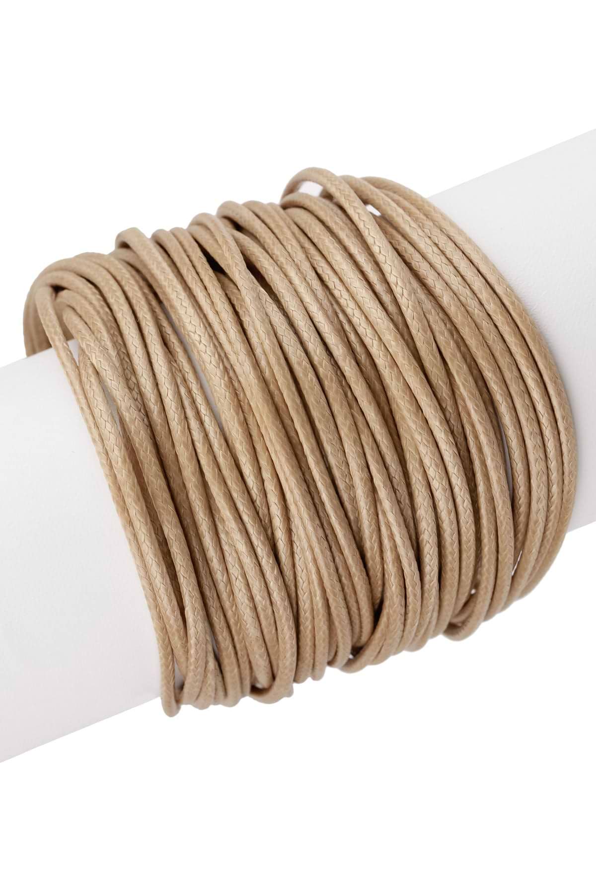 Simple Metallic Cord Leather Bracelet Tan