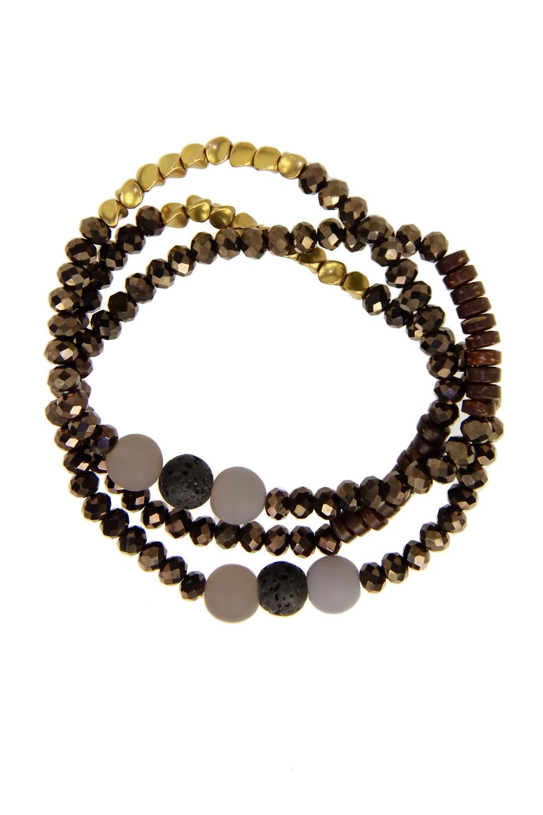 Bronze Coconut Twisted Beads Tassel Bracelet - Bronze