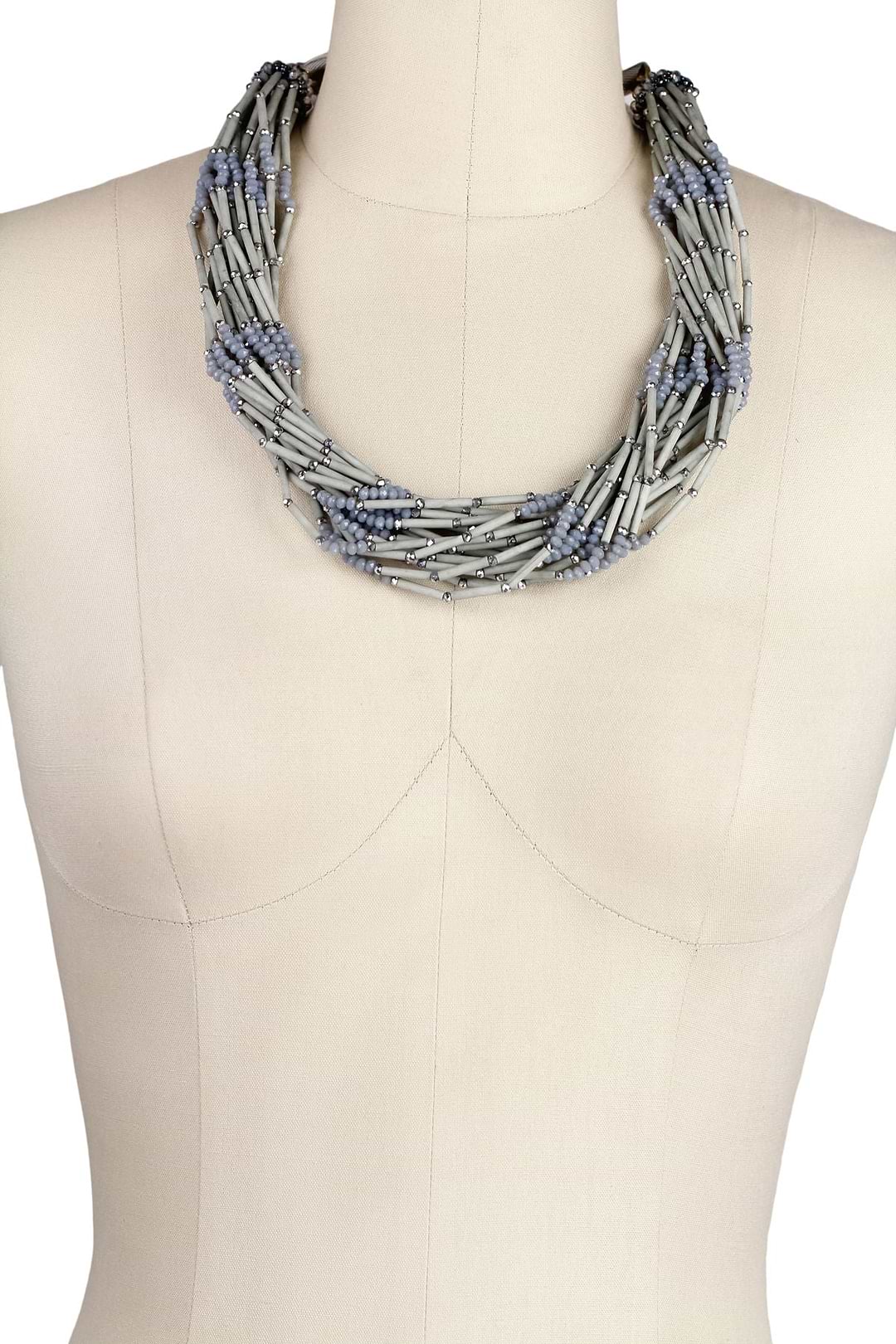 Multi Strand Statement Necklace - Grey