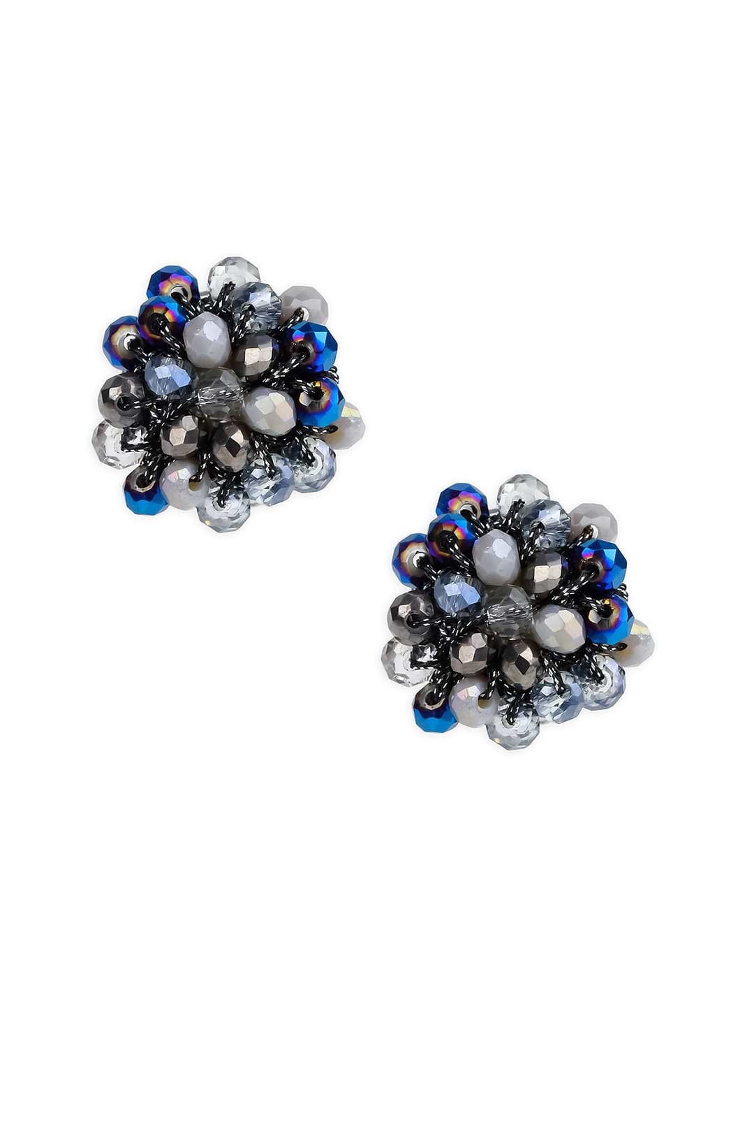 Raspberry Beaded Stud Earring - Navy