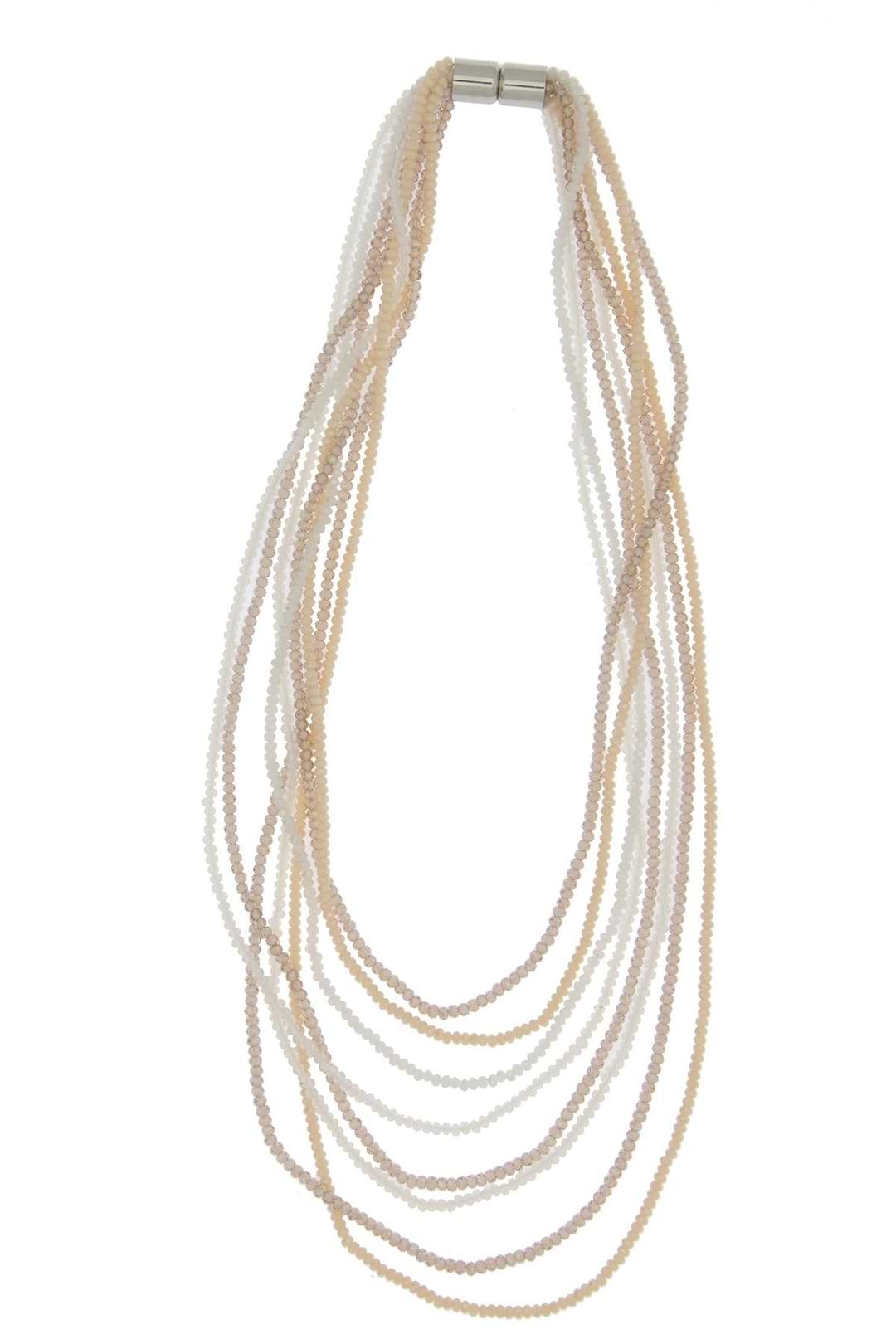 Multi Strand Ombre Crystal Necklace - White