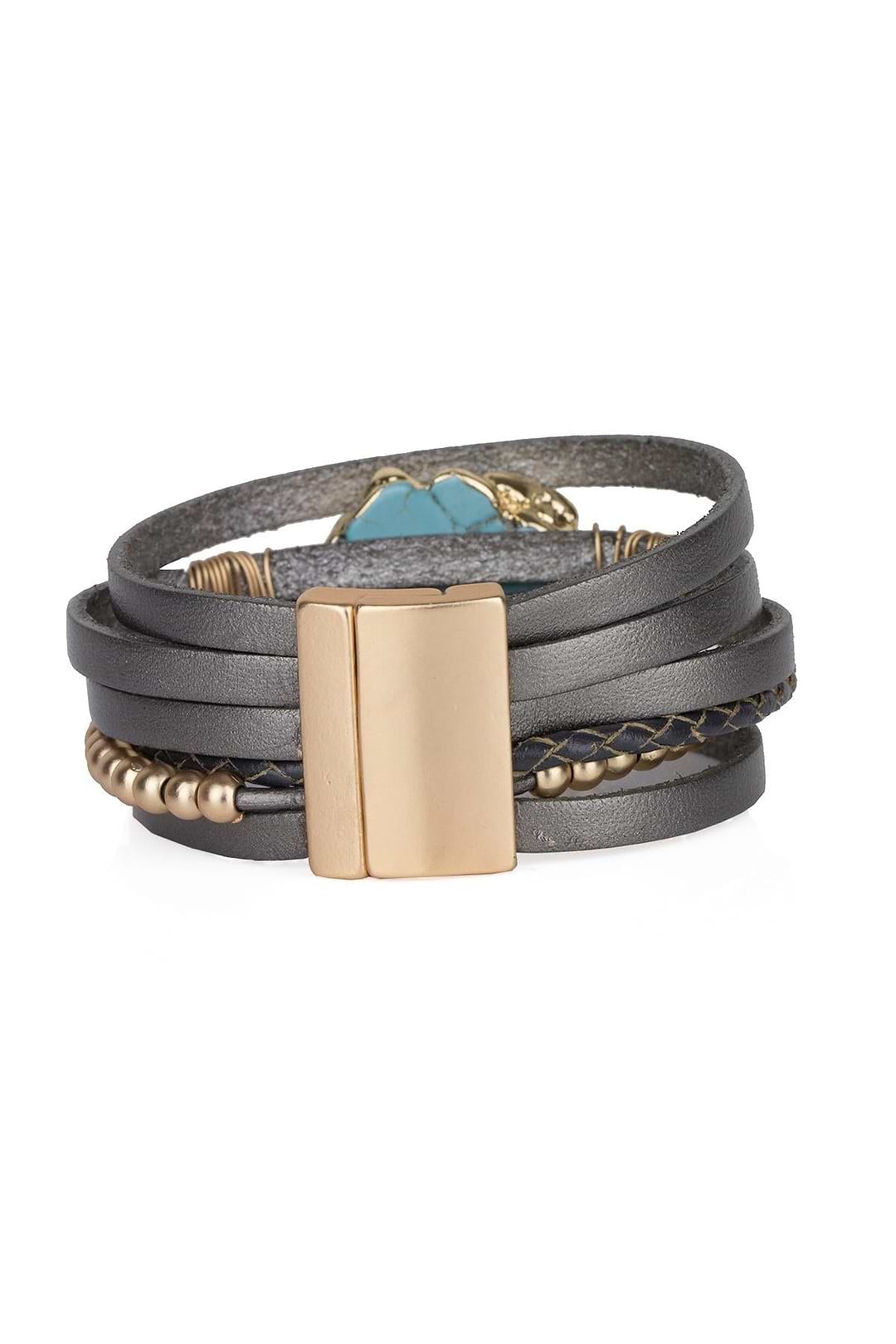 Playa Leather Wrap Bracelet - Dark Gray
